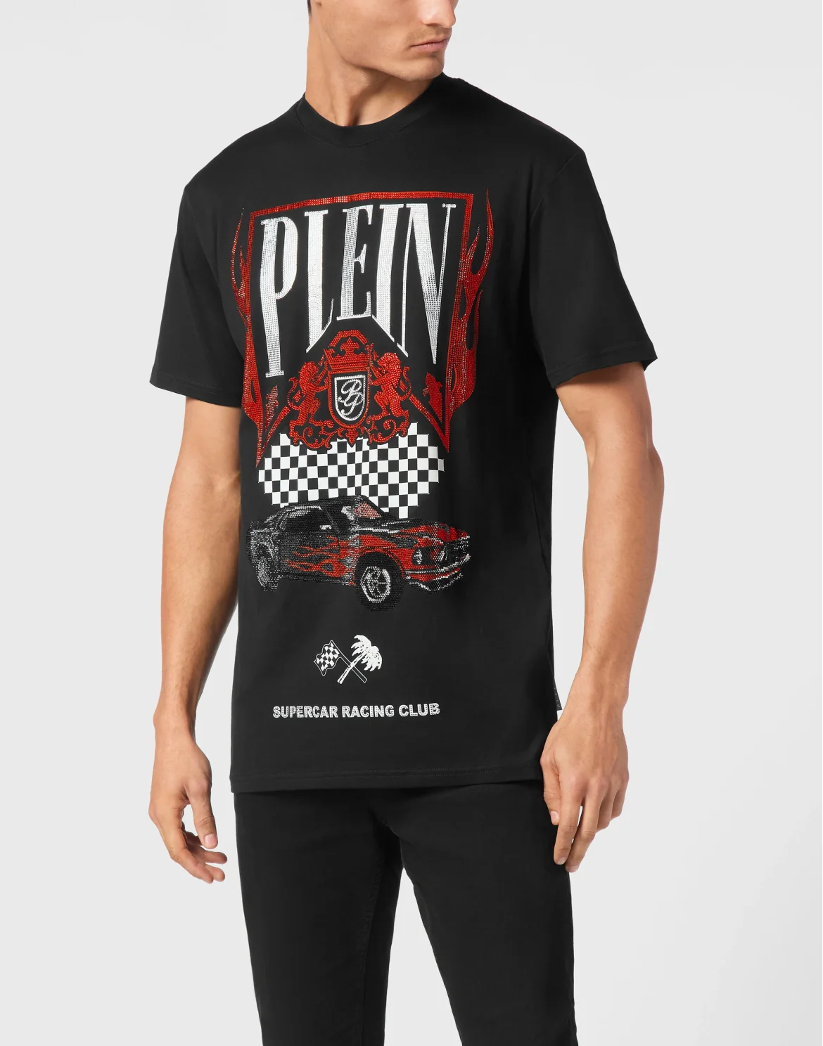Jersey T-shirt Round Neck SS Strass Flame Racing, цвет: Черный