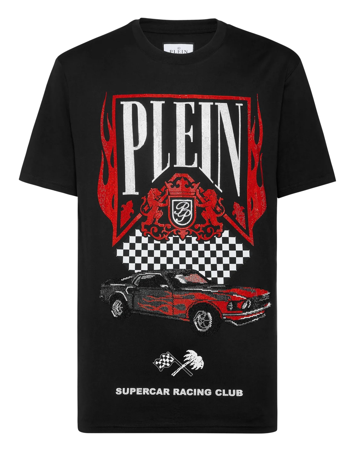 Jersey T-shirt Round Neck SS Strass Flame Racing, цвет: Черный