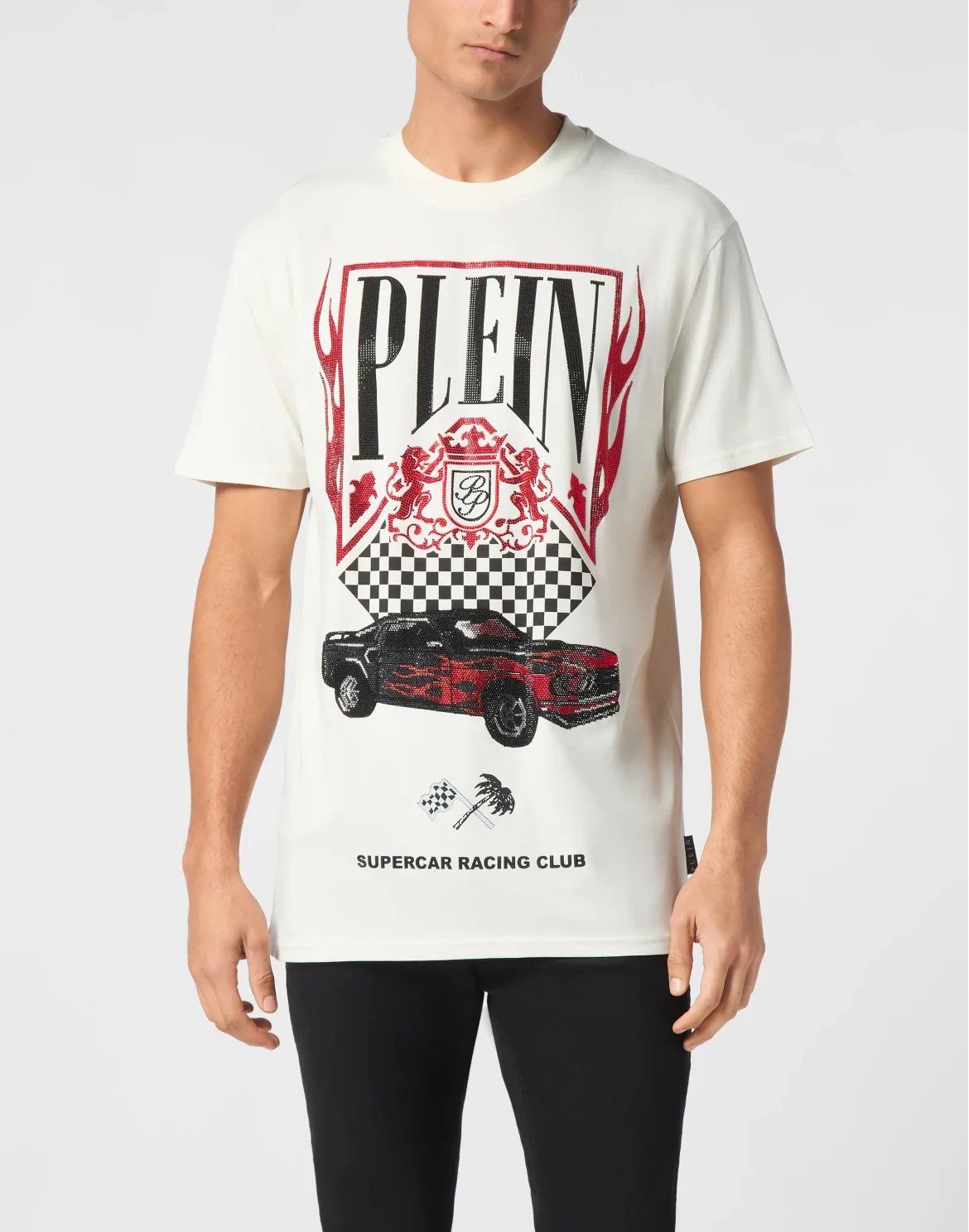 Jersey T-shirt Round Neck SS Strass Flame Racing, цвет: Красный
