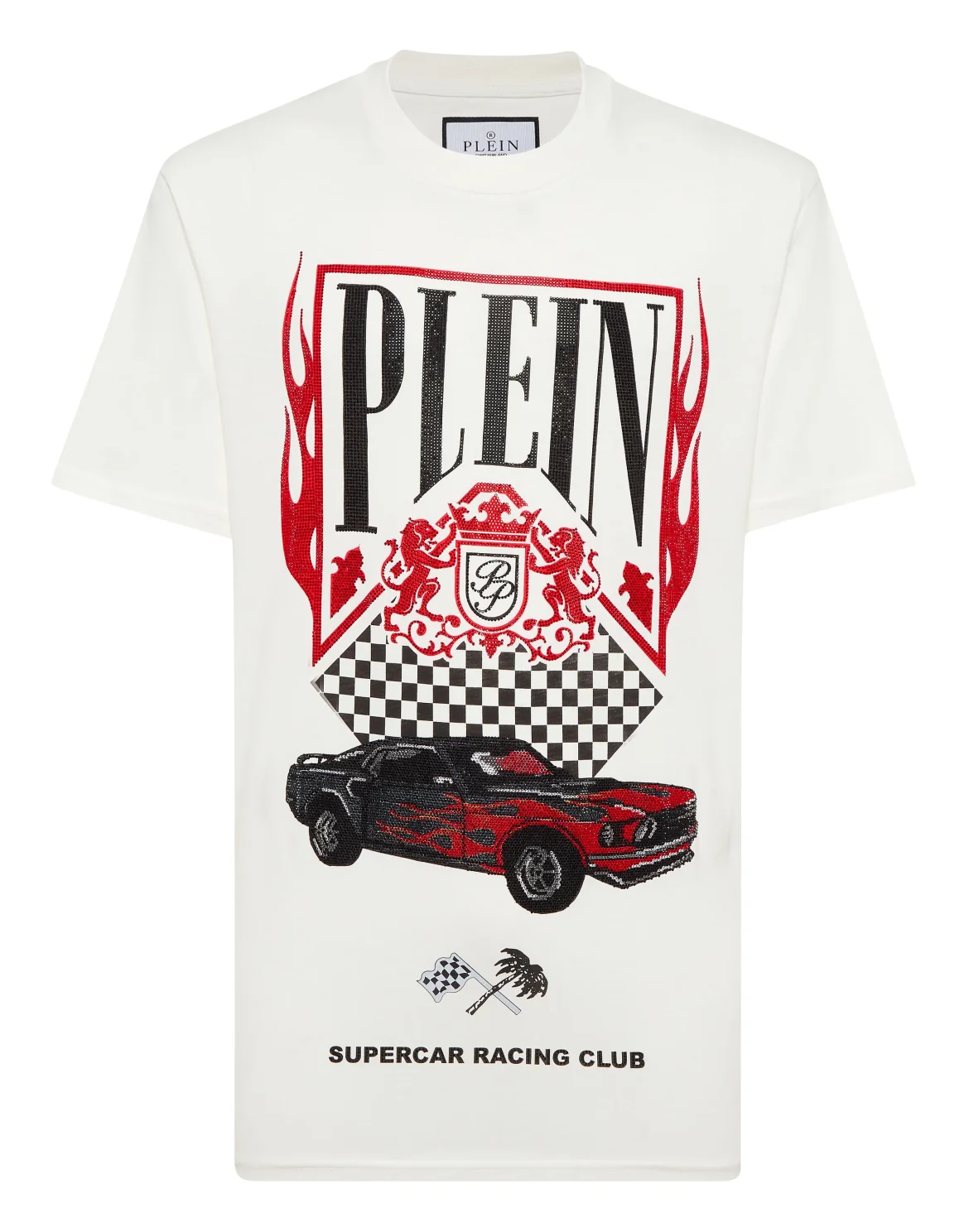 Jersey T-shirt Round Neck SS Strass Flame Racing, цвет: Красный
