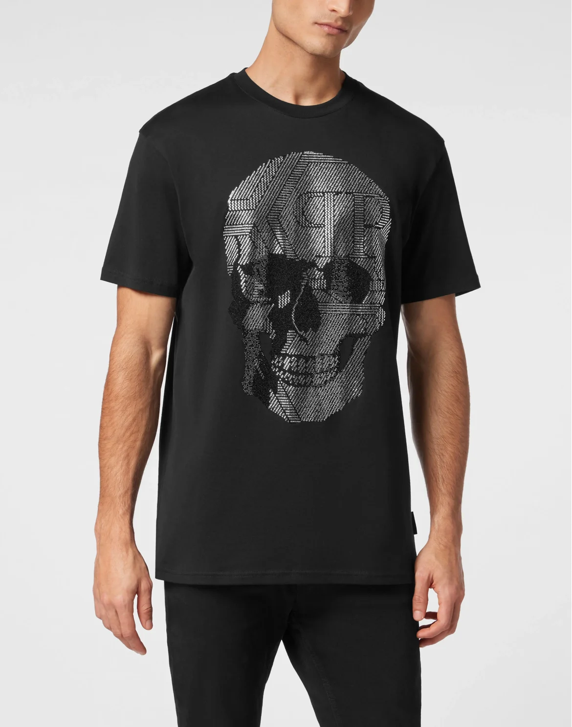 Jersey T-shirt Round Neck SS Strass Skull, цвет: Черный