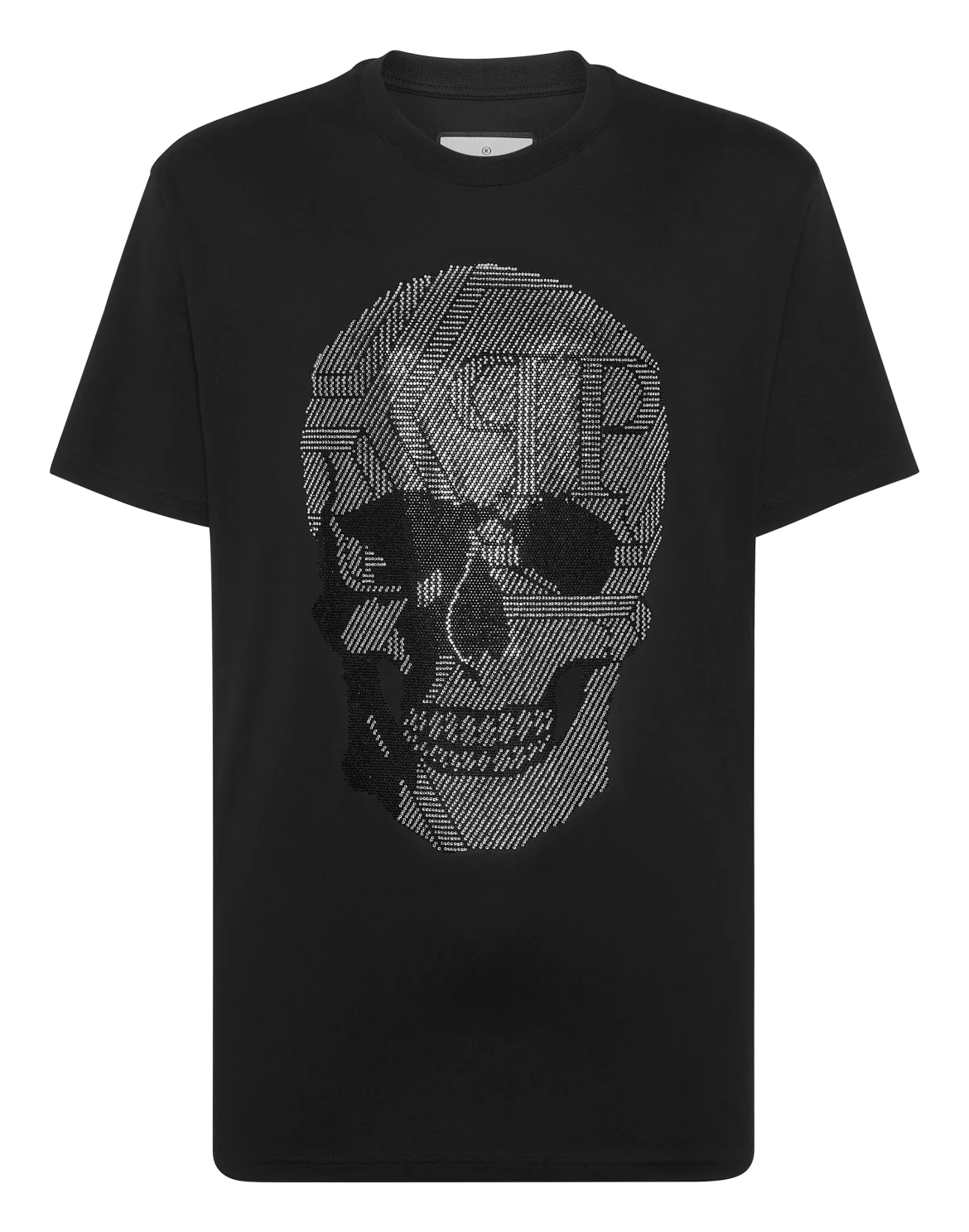 Jersey T-shirt Round Neck SS Strass Skull, цвет: Черный