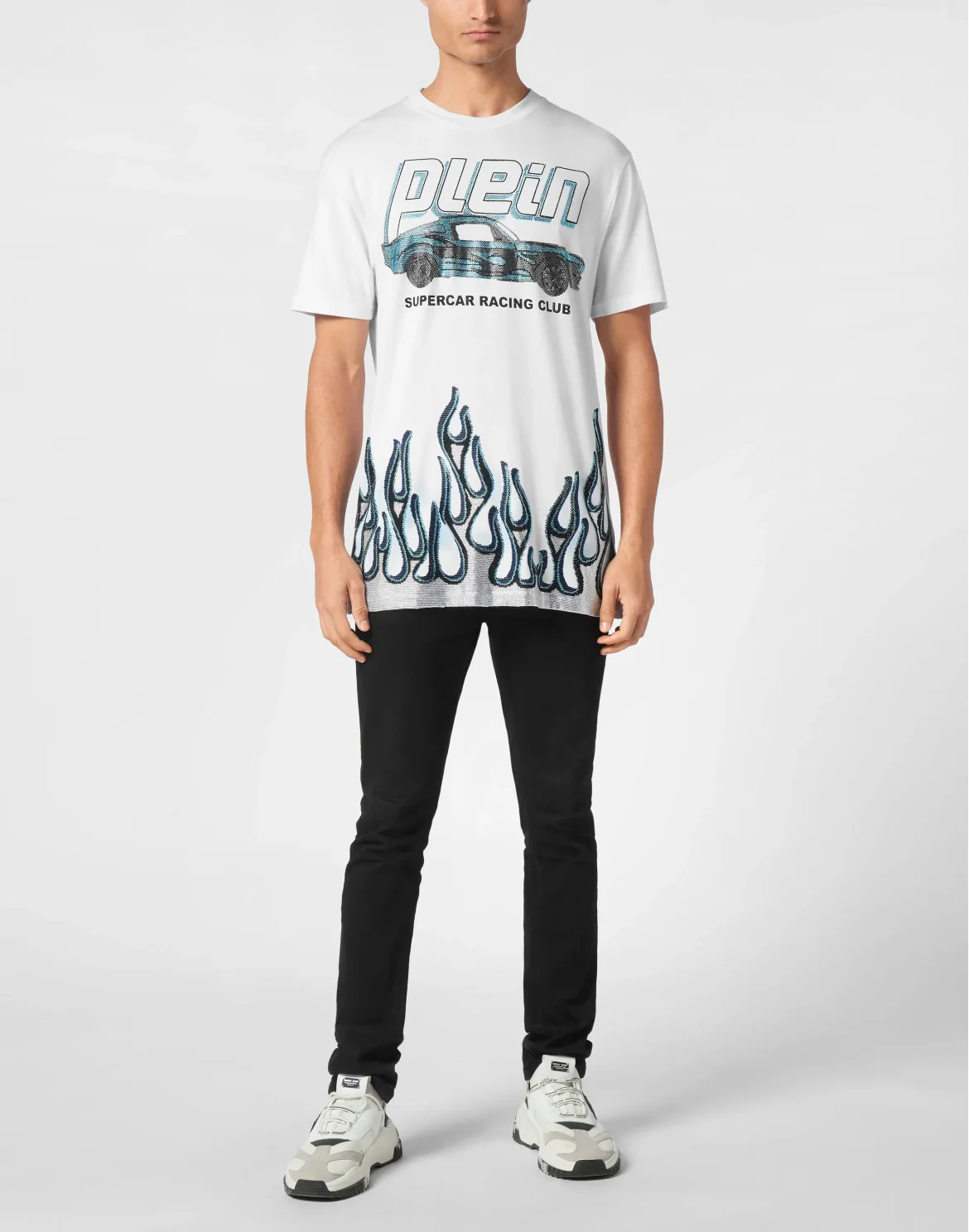 Jersey T-shirt Round Neck SS Strass Flame Racing, цвет: Белый
