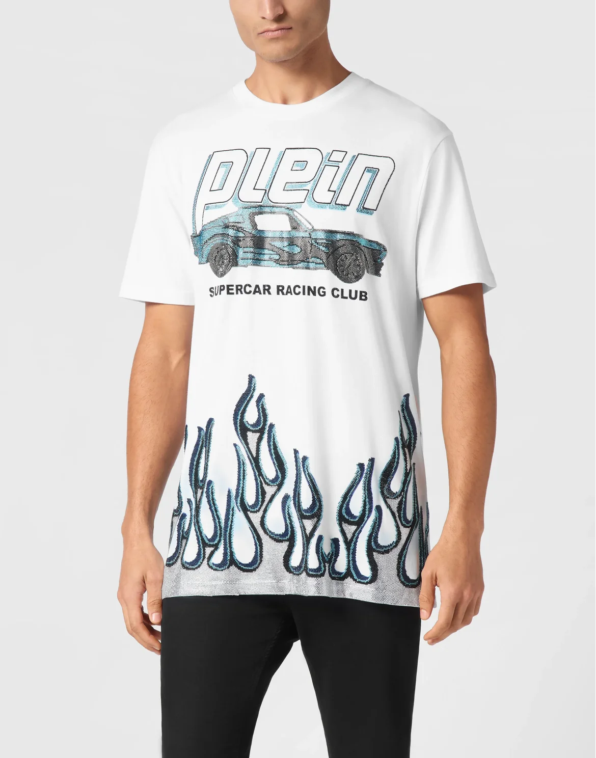 Jersey T-shirt Round Neck SS Strass Flame Racing, цвет: Белый