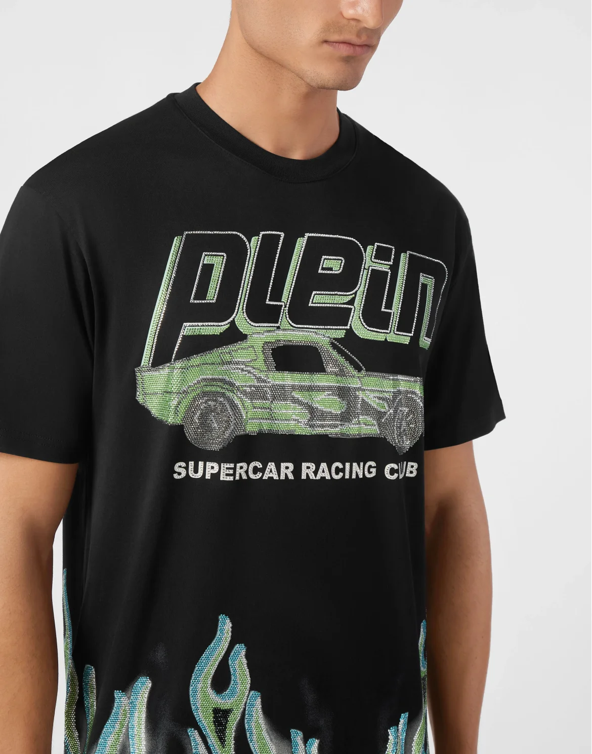 Jersey T-shirt Round Neck SS Strass Flame Racing, цвет: Черный