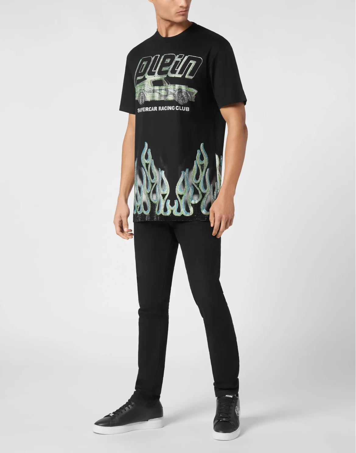 Jersey T-shirt Round Neck SS Strass Flame Racing, цвет: Черный