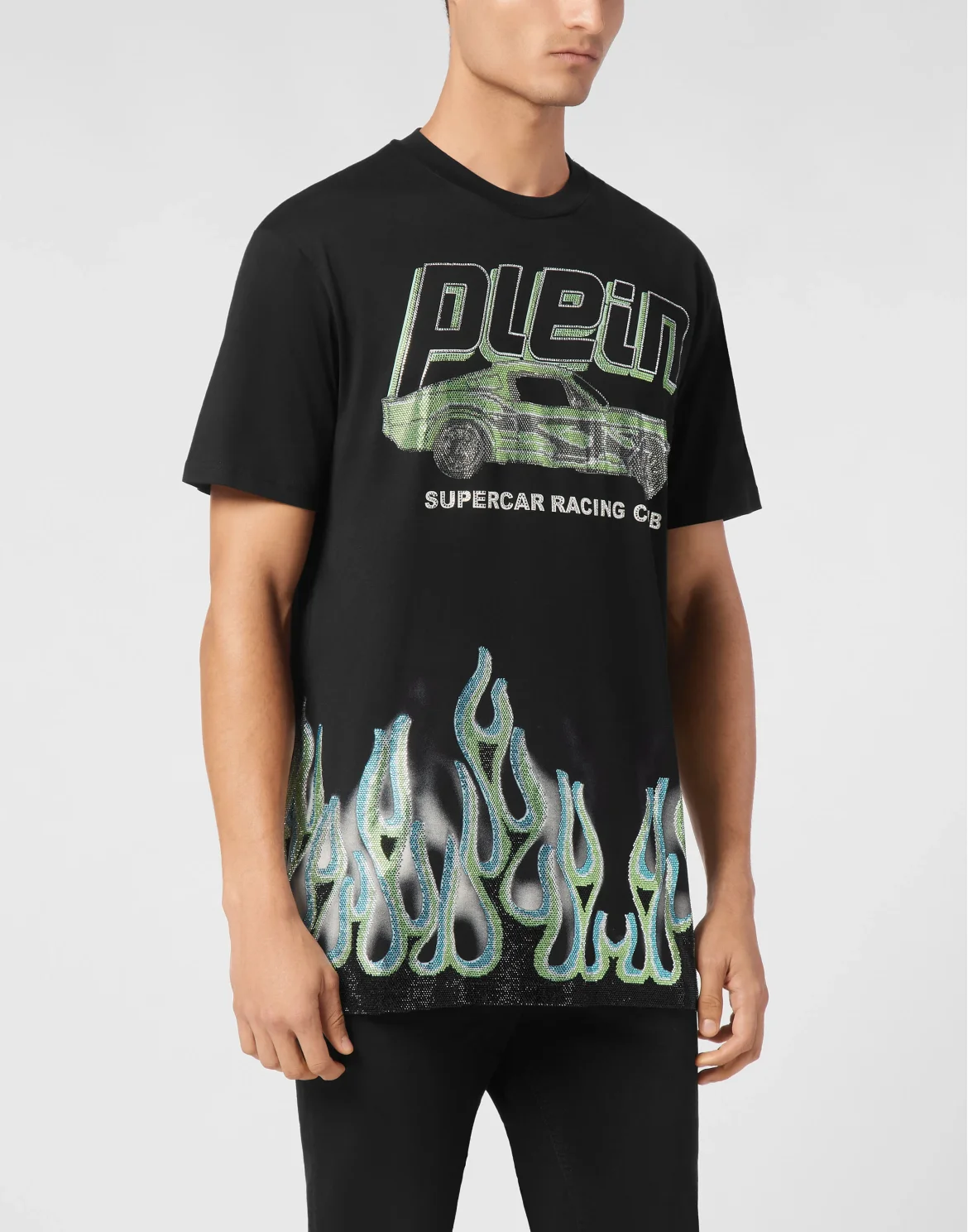 Jersey T-shirt Round Neck SS Strass Flame Racing, цвет: Черный