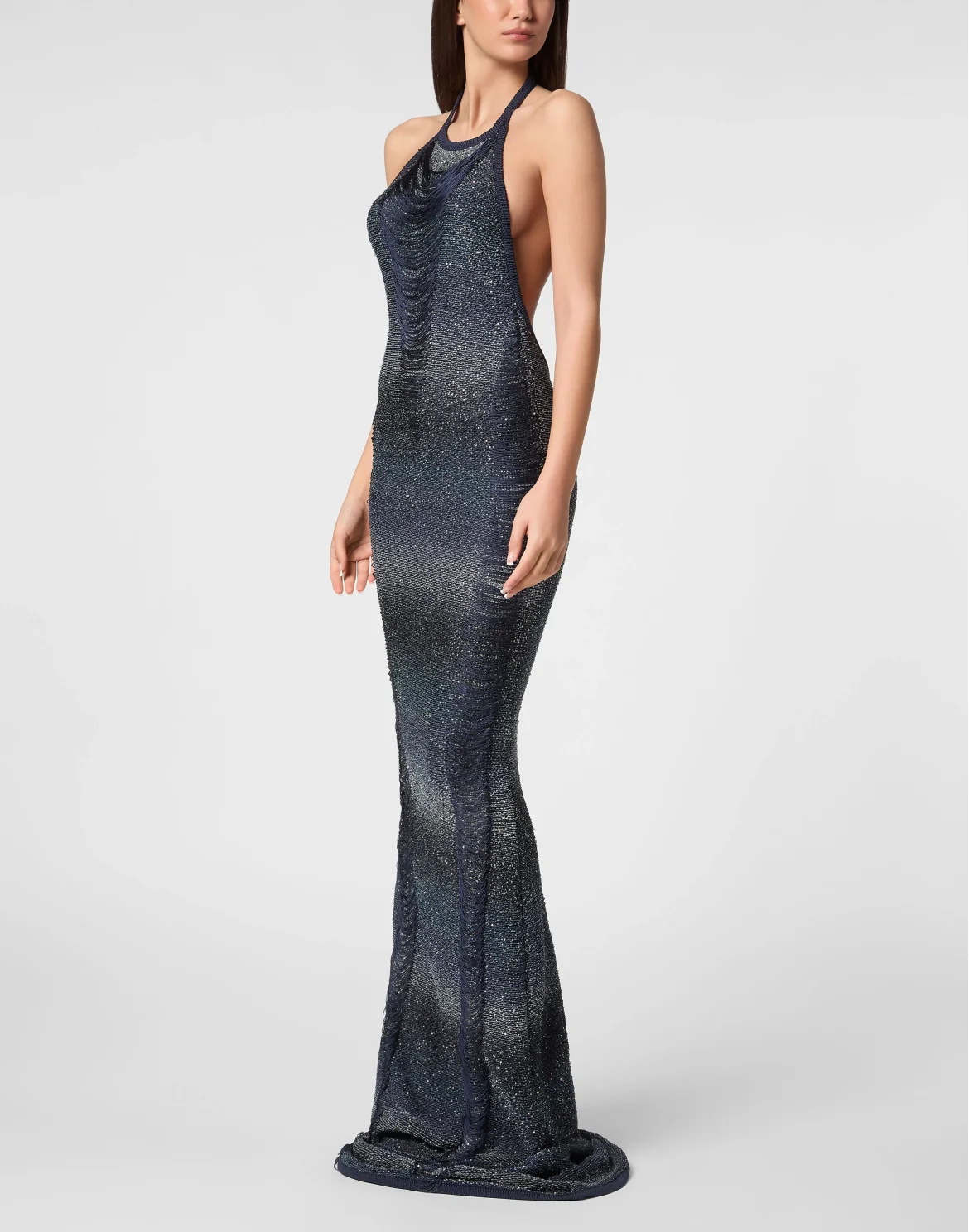 Paillettes Long Dress Multicutting, цвет: Черный