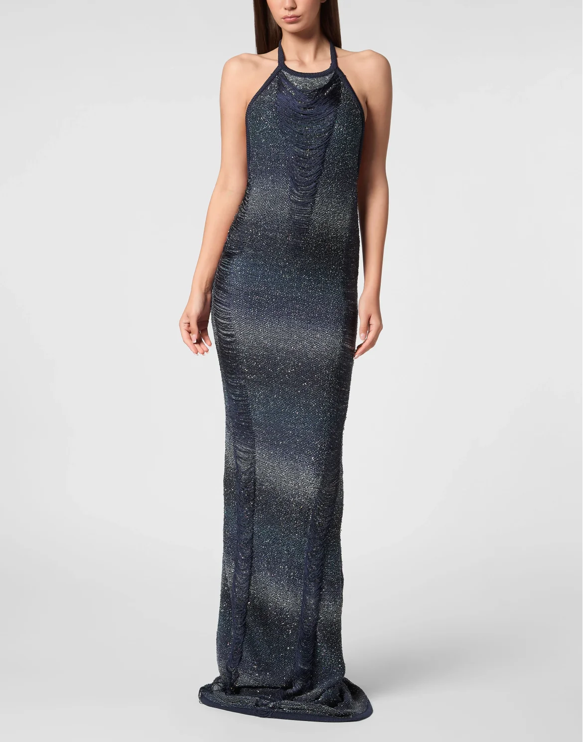 Paillettes Long Dress Multicutting, цвет: Черный