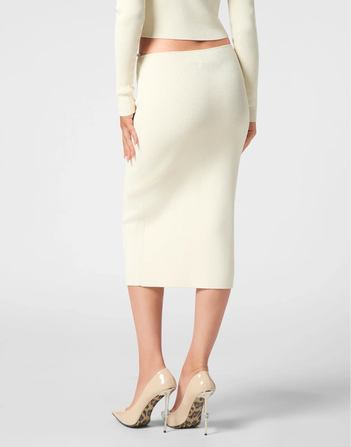 VISCOSE STRETCH MIDI SKIRT SIGNATURE, цвет: Белый