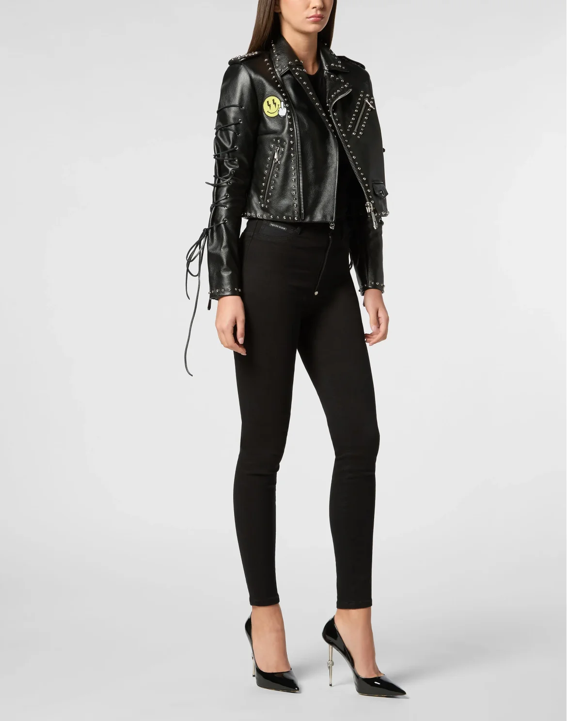 Leather Biker Jacket Smile, цвет: Черный
