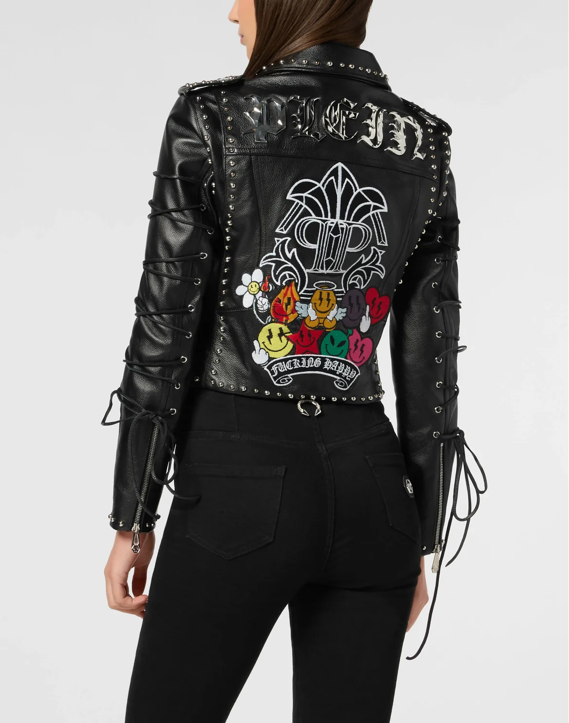Leather Biker Jacket Smile, цвет: Черный