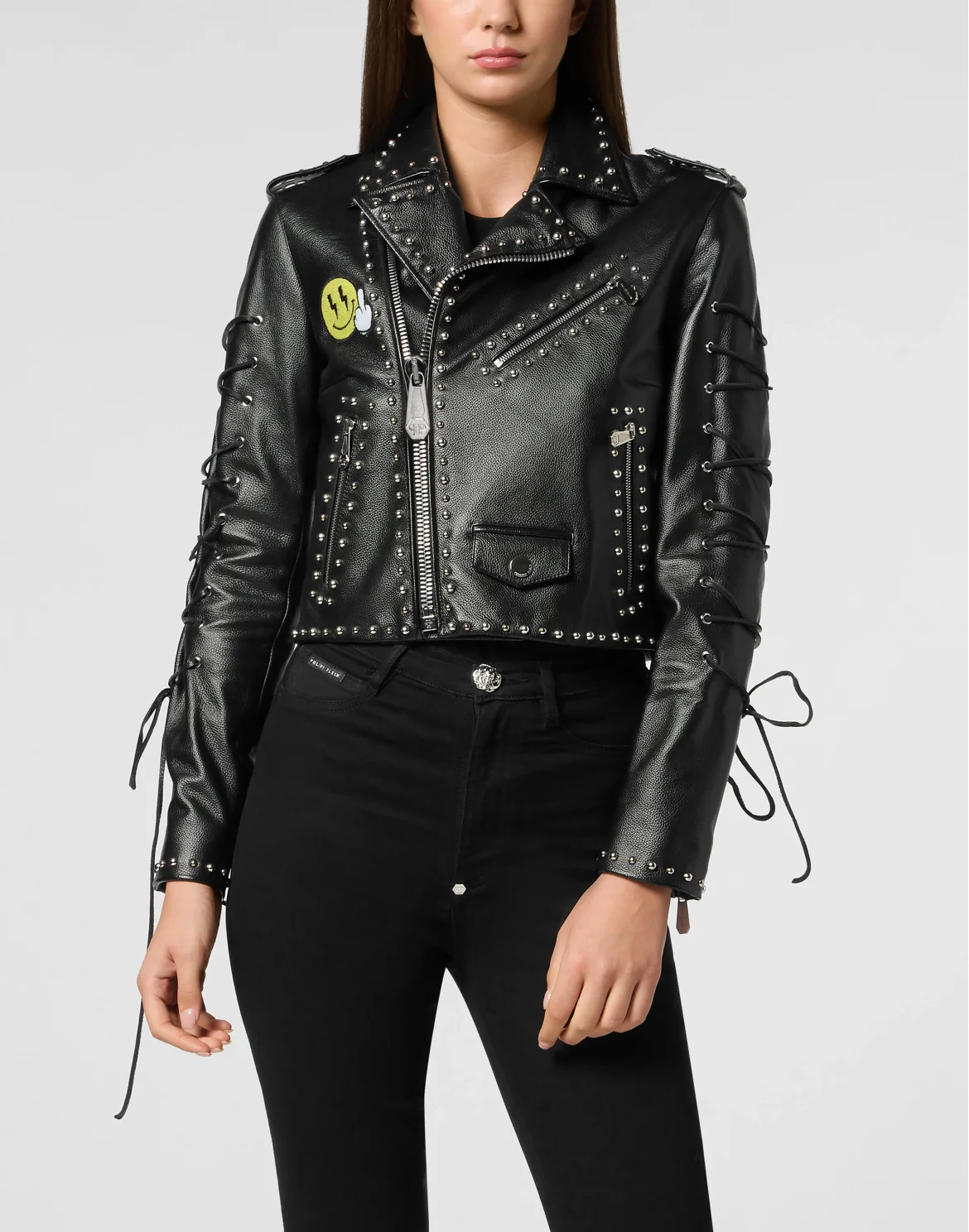 Leather Biker Jacket Smile, цвет: Черный