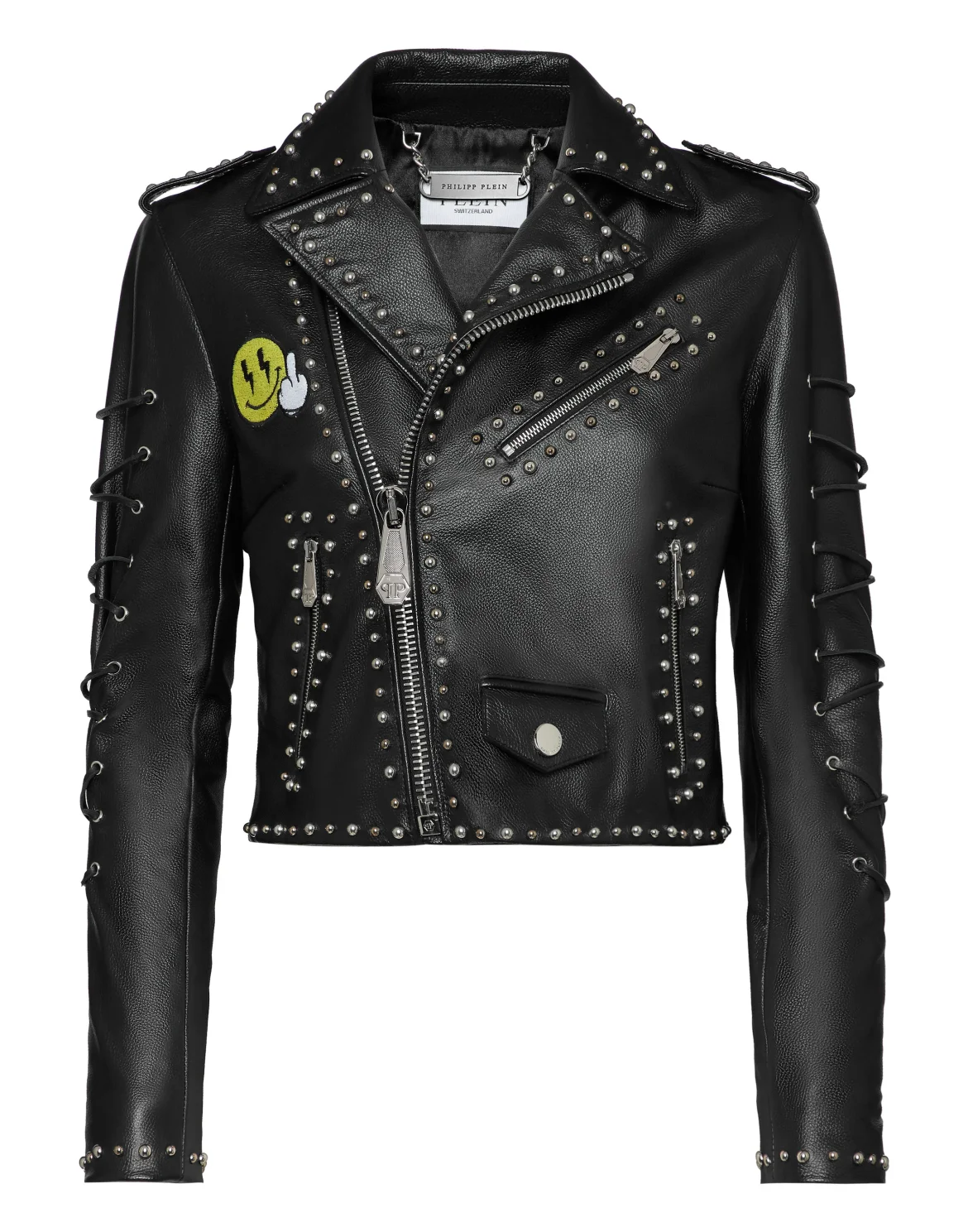 Leather Biker Jacket Smile, цвет: Черный