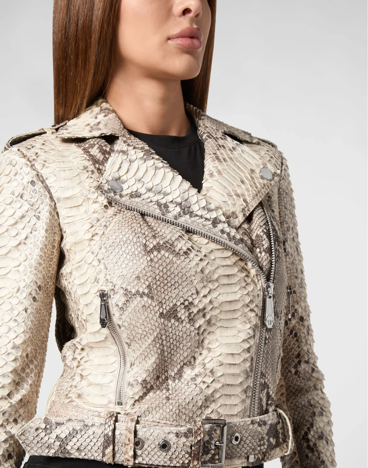 Python Leather Biker Jacket LS Flame, цвет: Мультиколор