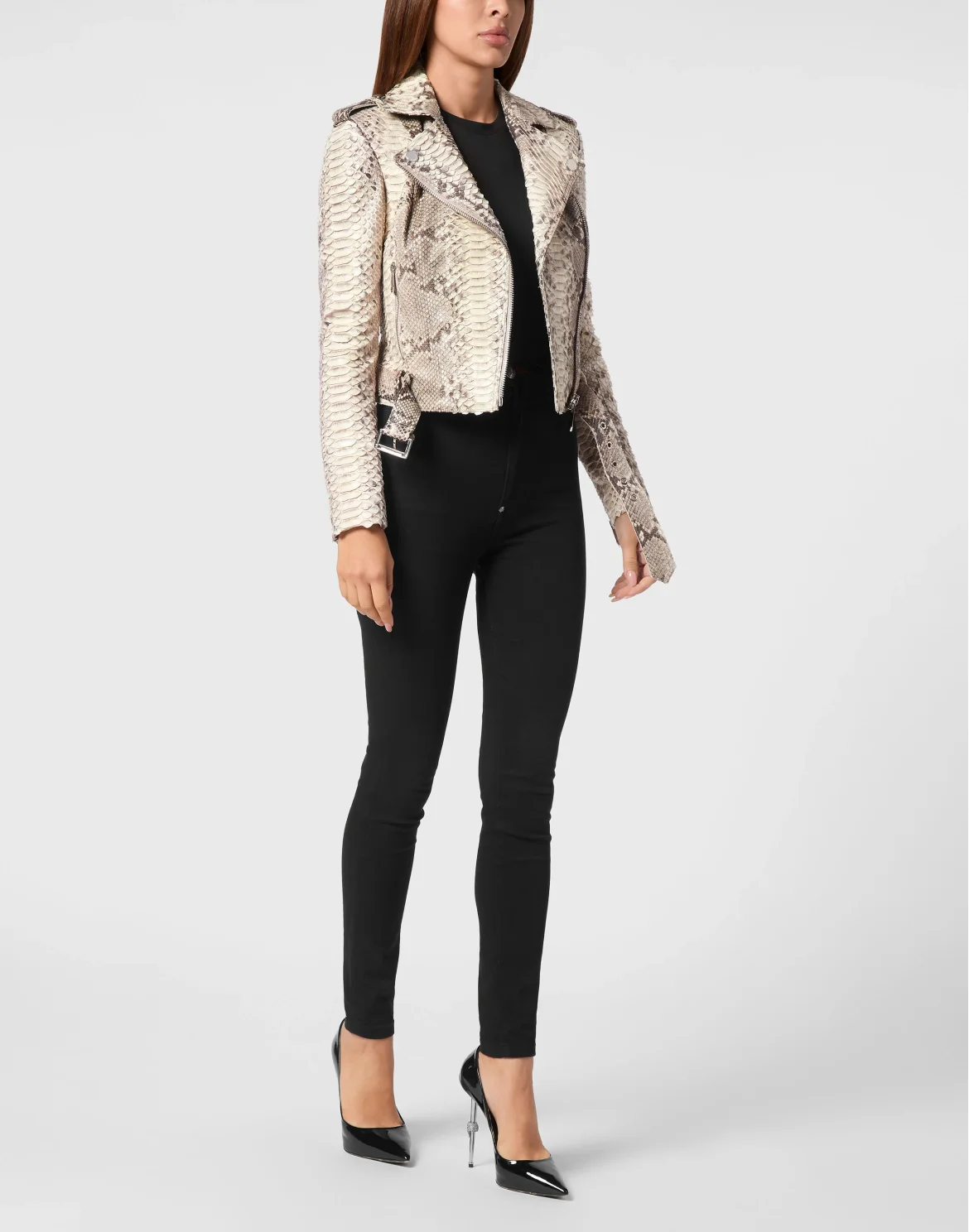 Python Leather Biker Jacket LS Flame, цвет: Мультиколор