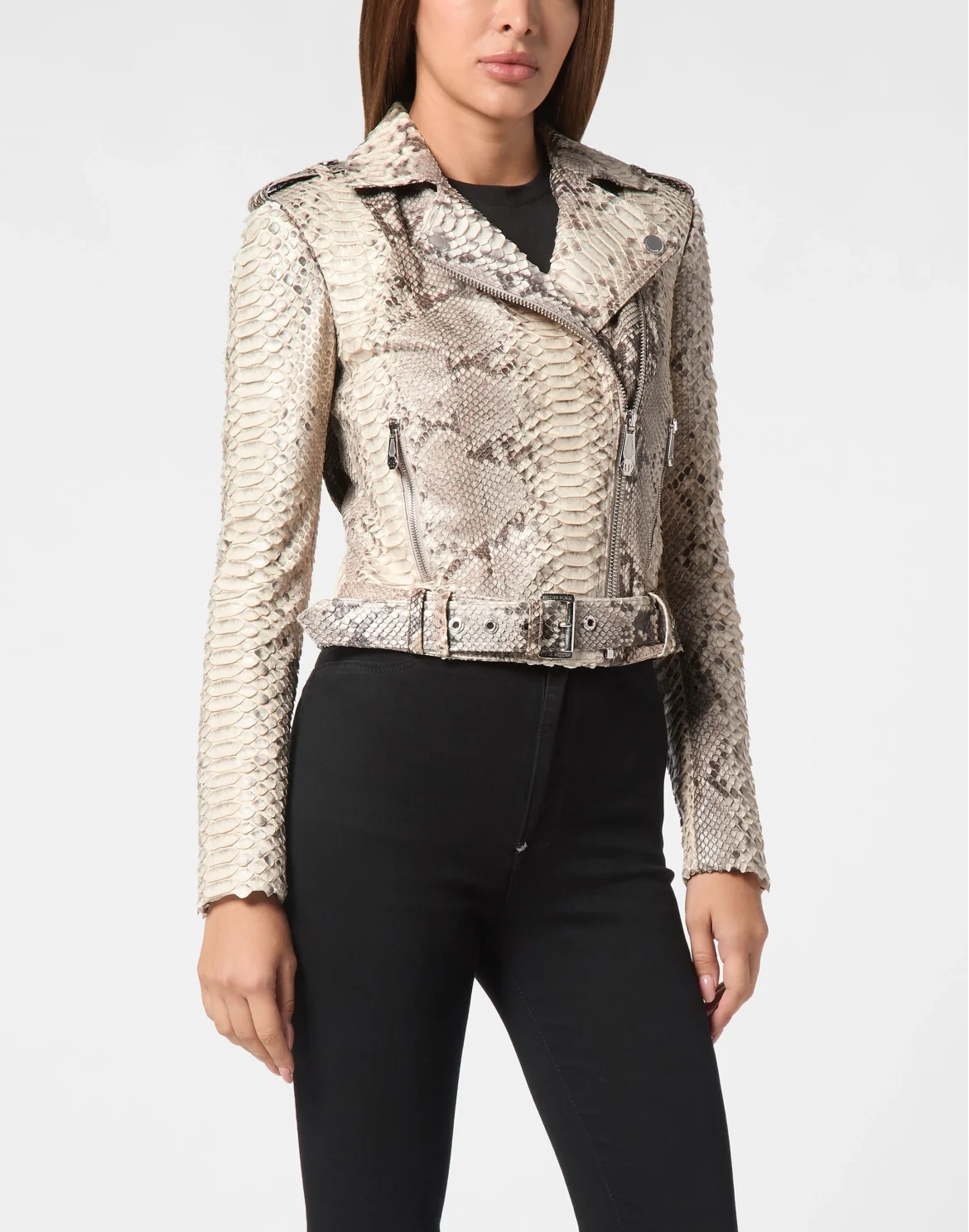 Python Leather Biker Jacket LS Flame, цвет: Мультиколор