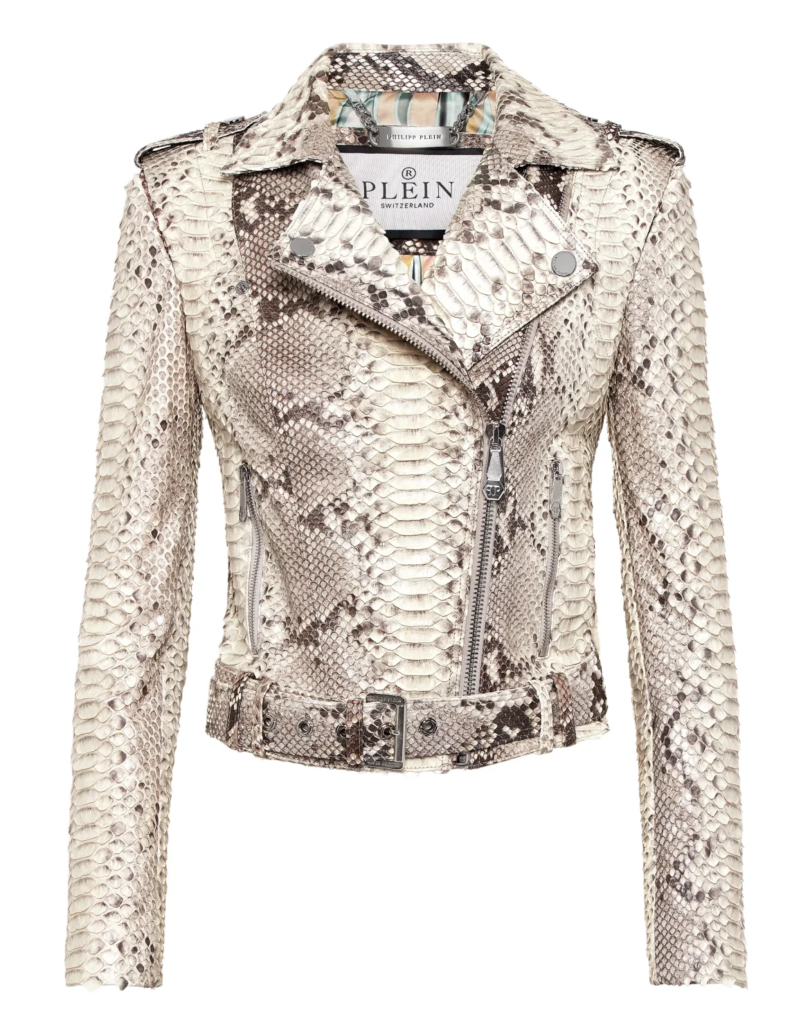 Python Leather Biker Jacket LS Flame, цвет: Мультиколор