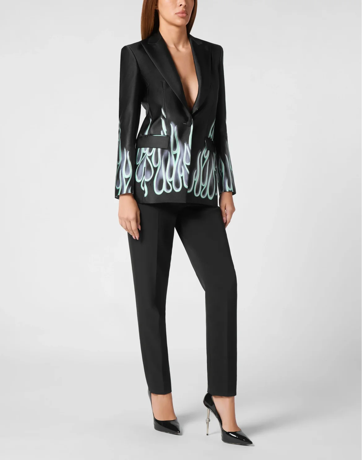 Twill Deep Neck Blazer LS Flame, цвет: Черный