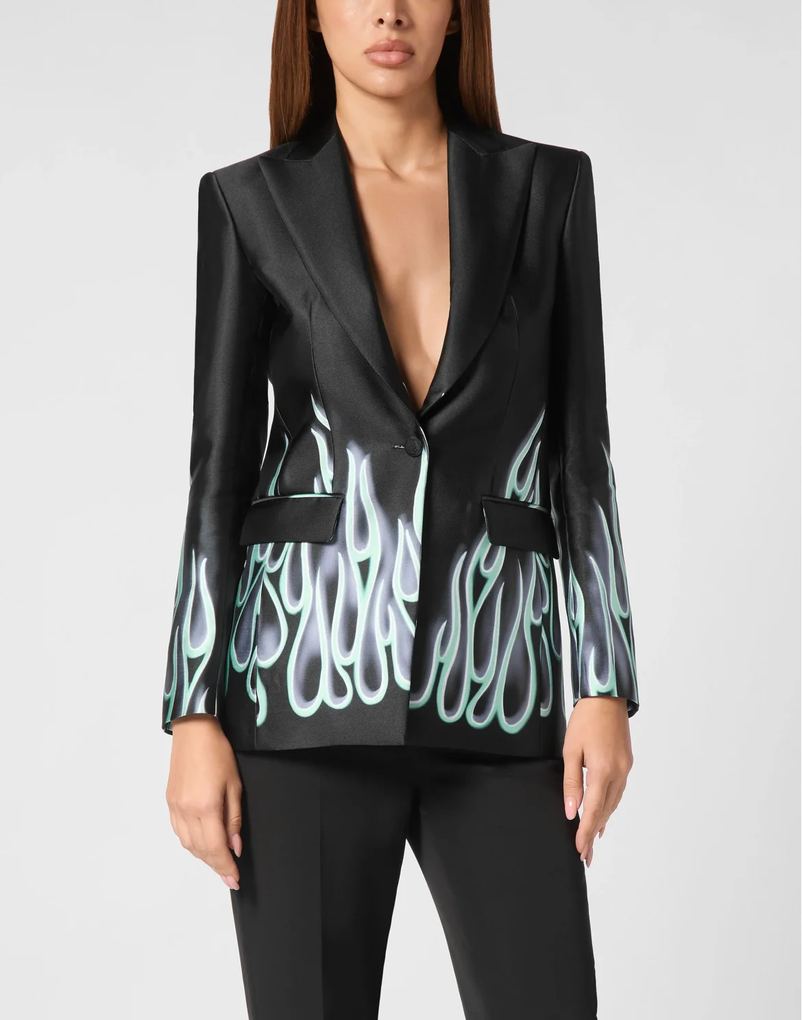 Twill Deep Neck Blazer LS Flame, цвет: Черный