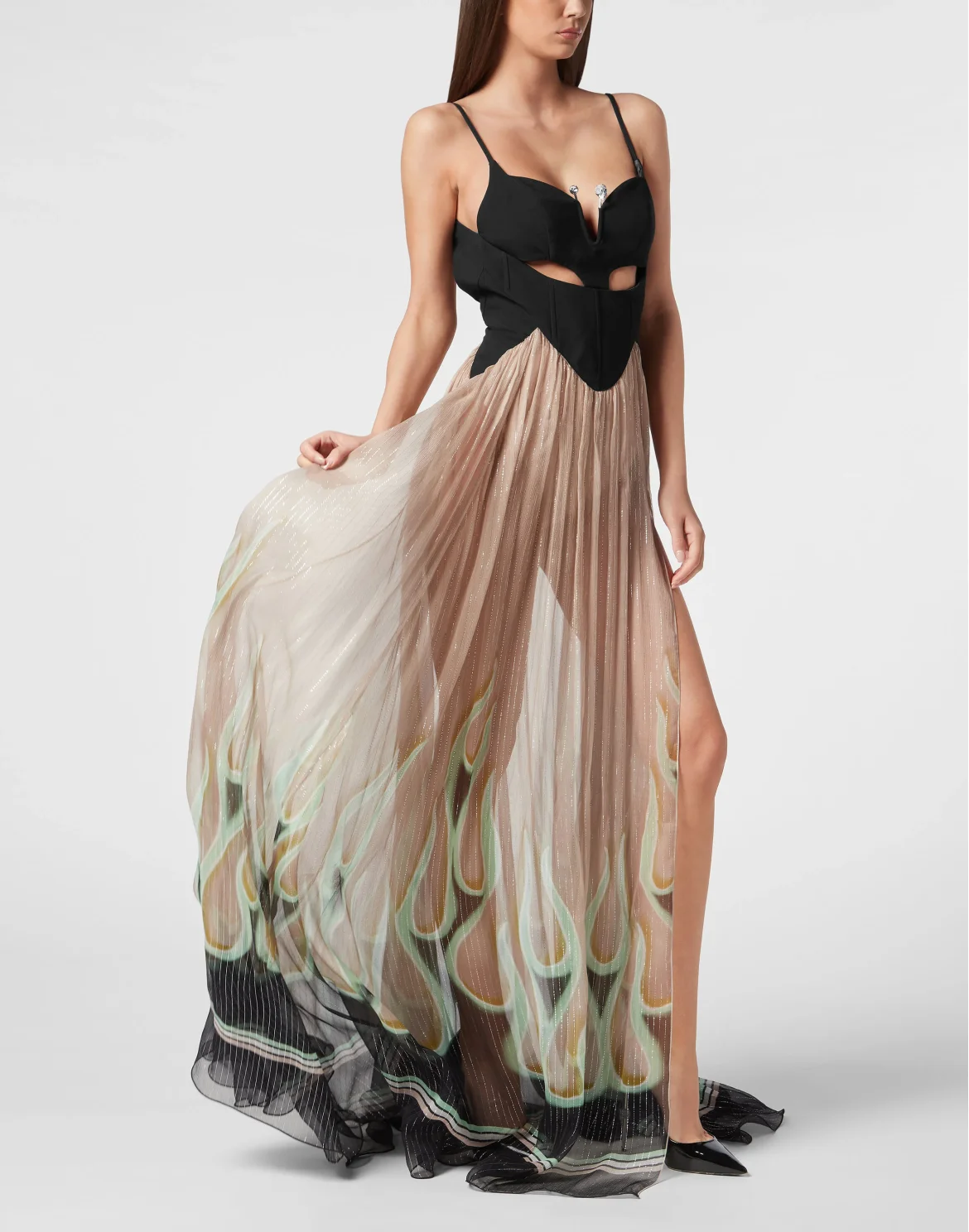 Chiffon Lurex Maxi Dress Flame, цвет: Розовый