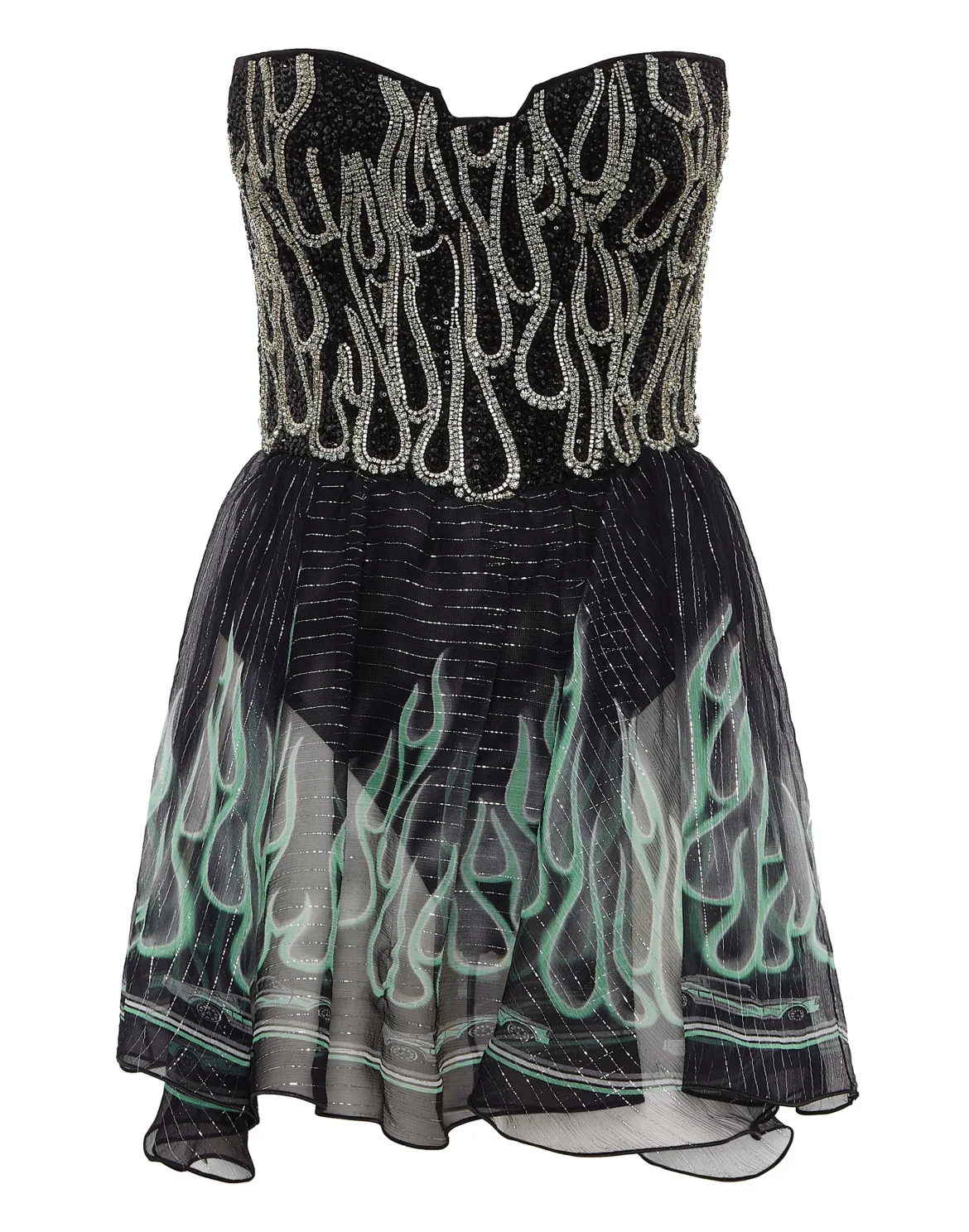 Chiffon Lurex Mini Dress Flame, цвет: Черный