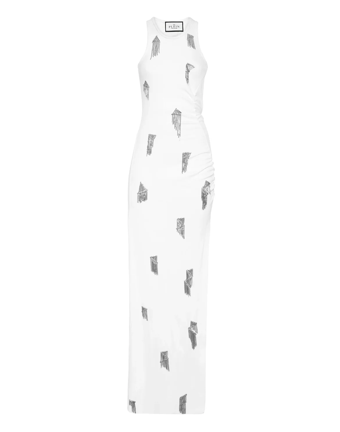 Jersey Rib Long Dress Fringe, цвет: Белый