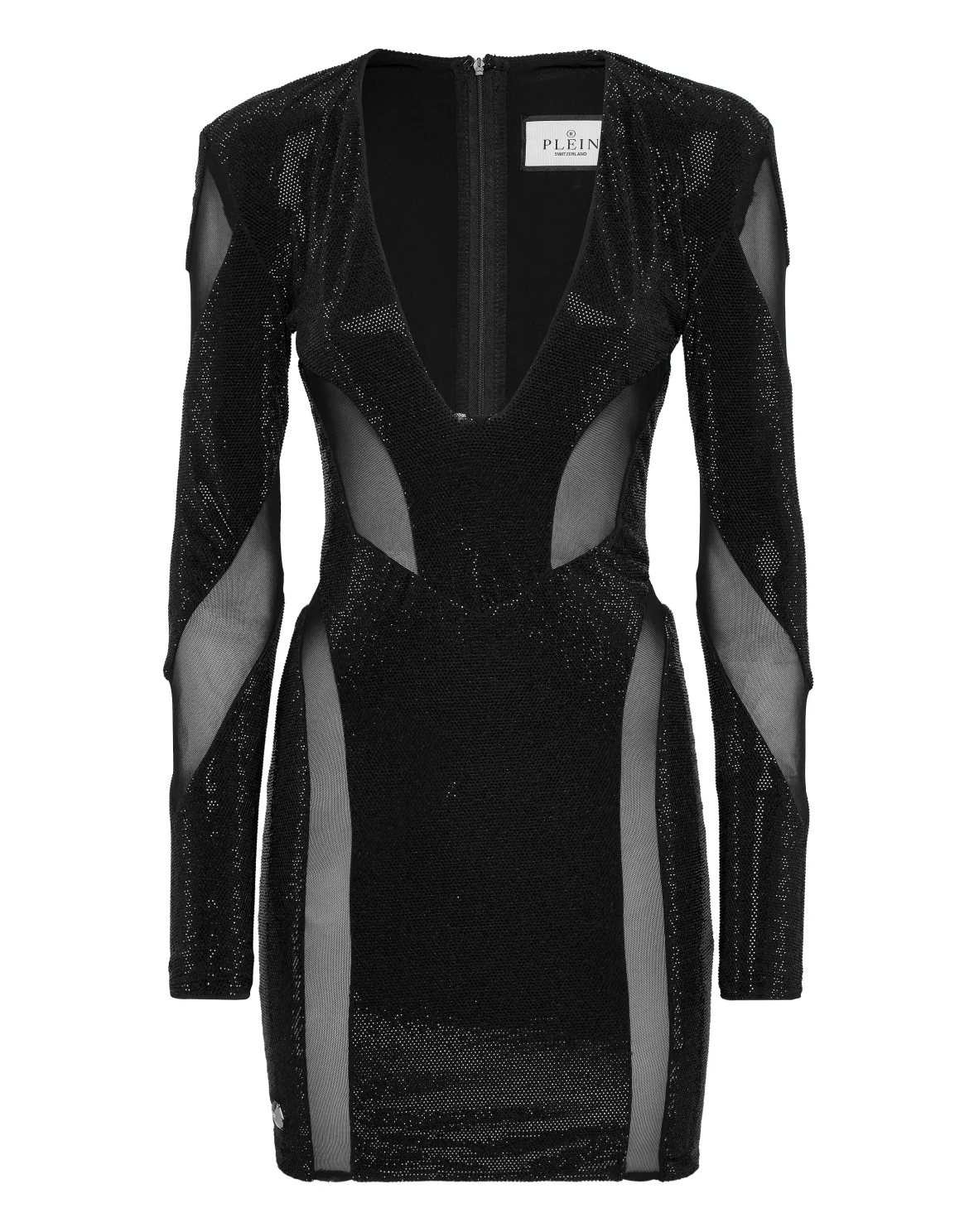 Multicutting Mini Dress LS Strass, цвет: Черный
