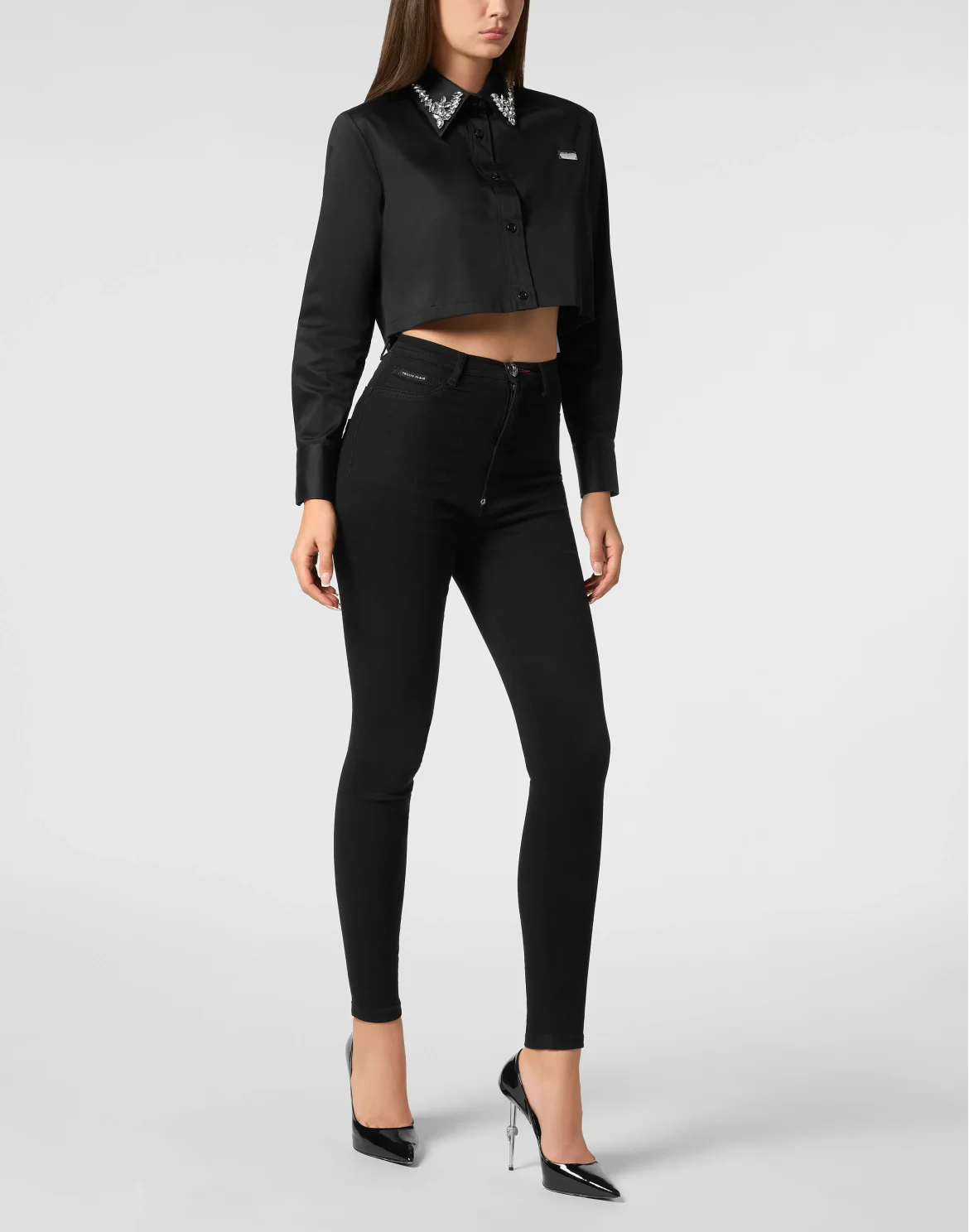 Cropped Shirt LS Gothic Plein, цвет: Черный