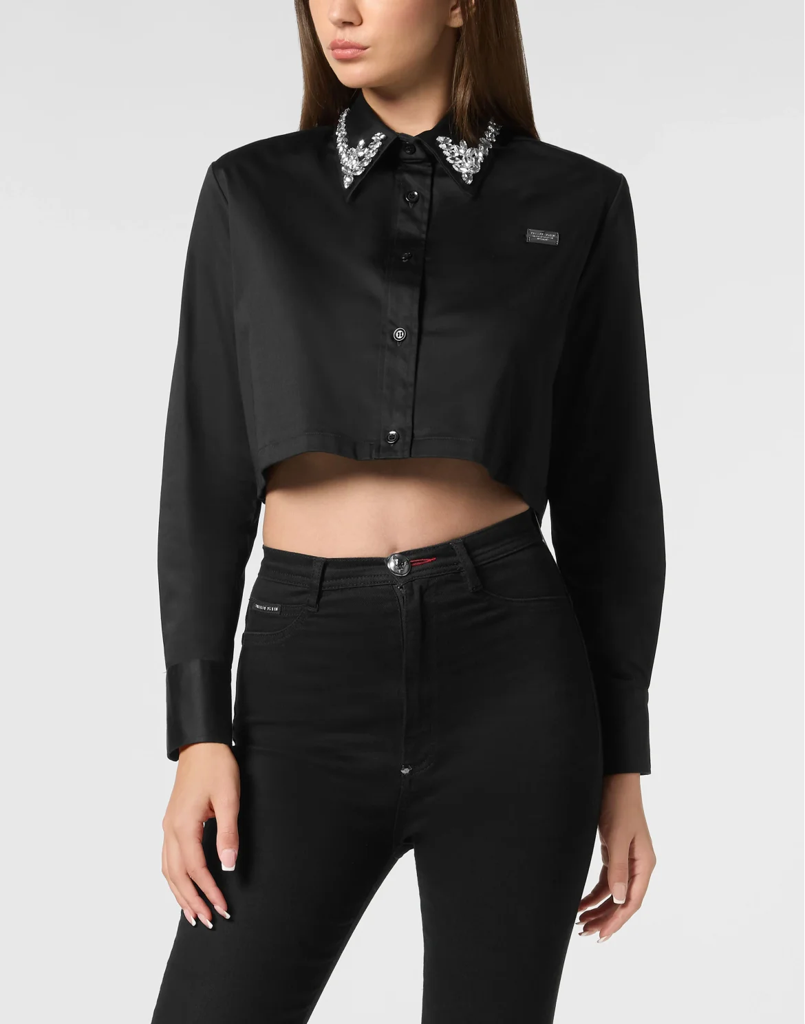 Cropped Shirt LS Gothic Plein, цвет: Черный