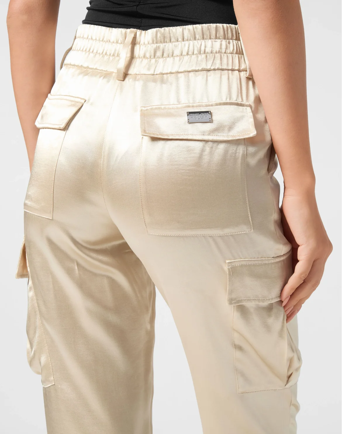 Satin Jogging Cargo Pants, цвет: Бежевый