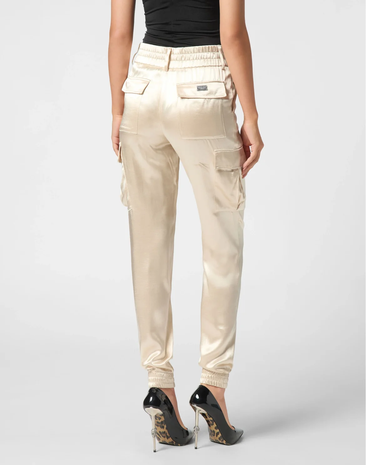 Satin Jogging Cargo Pants, цвет: Бежевый
