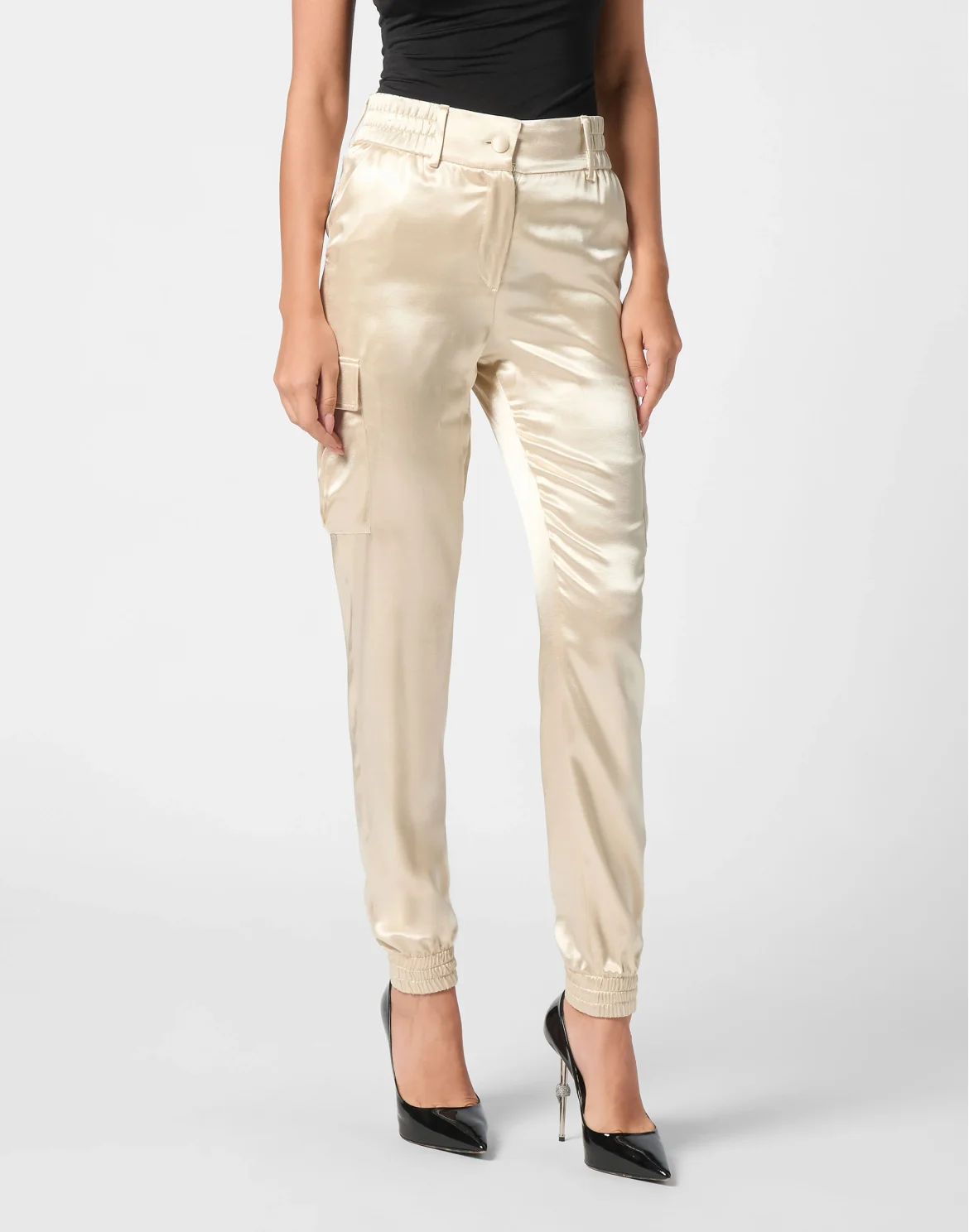 Satin Jogging Cargo Pants, цвет: Бежевый