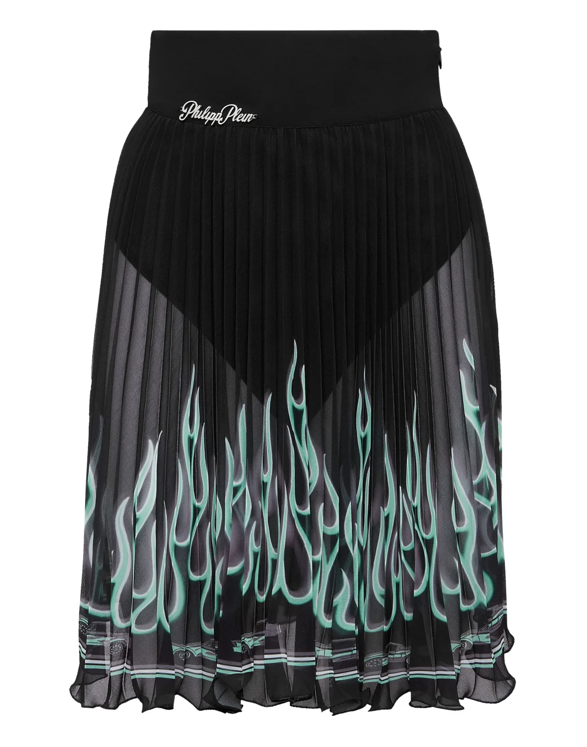 Georgette Plisse Mini Skirt Flame, цвет: Черный