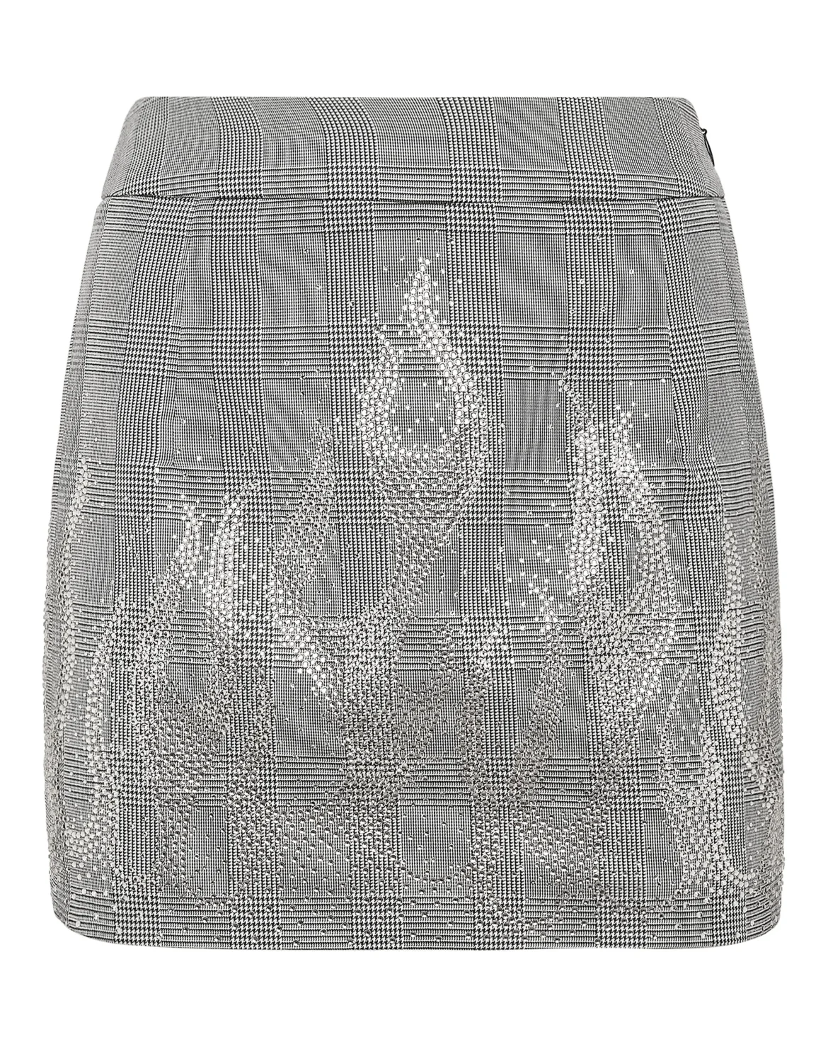 Checkered Mini Skirt Strass Flame, цвет: Черный
