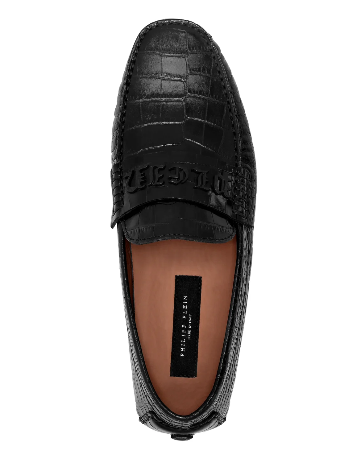 Croco Leather Moccasin Gothic Plein, цвет: Черный