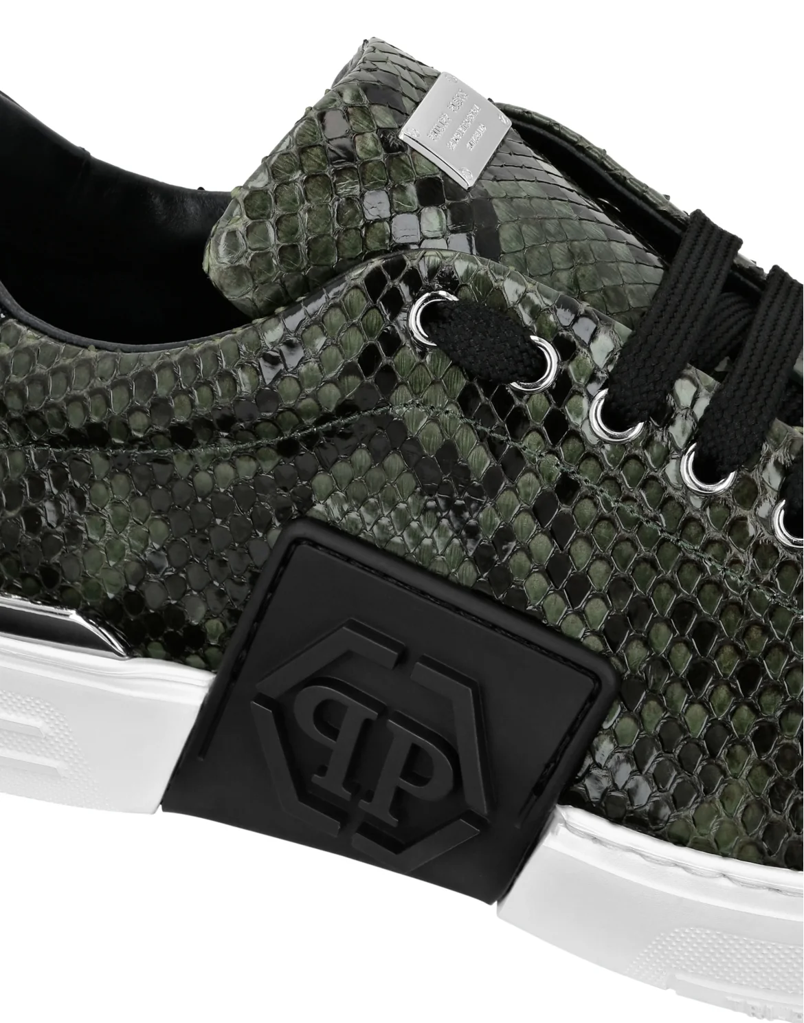Python Leather Lo-Top Sneakers Hexagon, цвет: Зеленый
