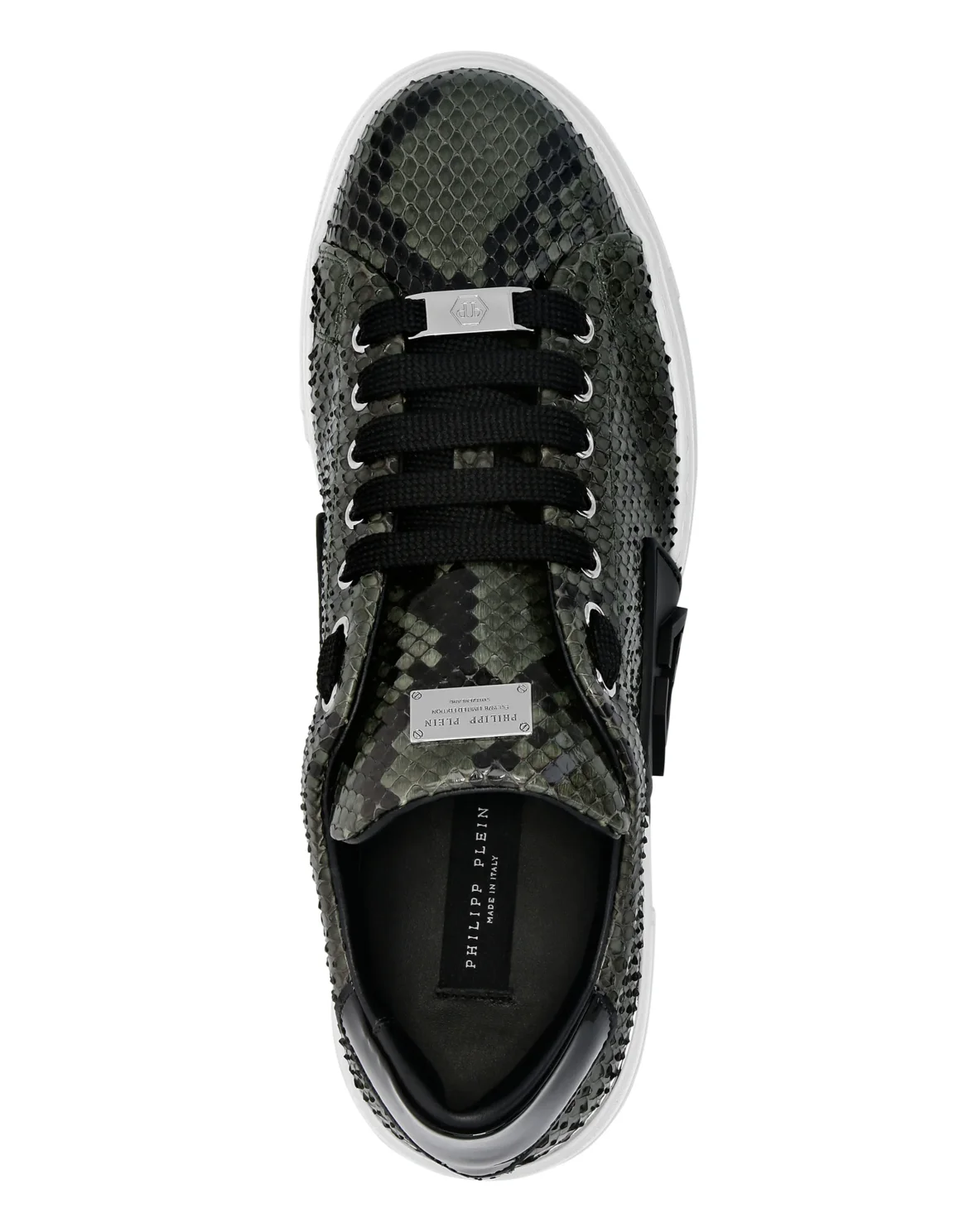 Python Leather Lo-Top Sneakers Hexagon, цвет: Зеленый