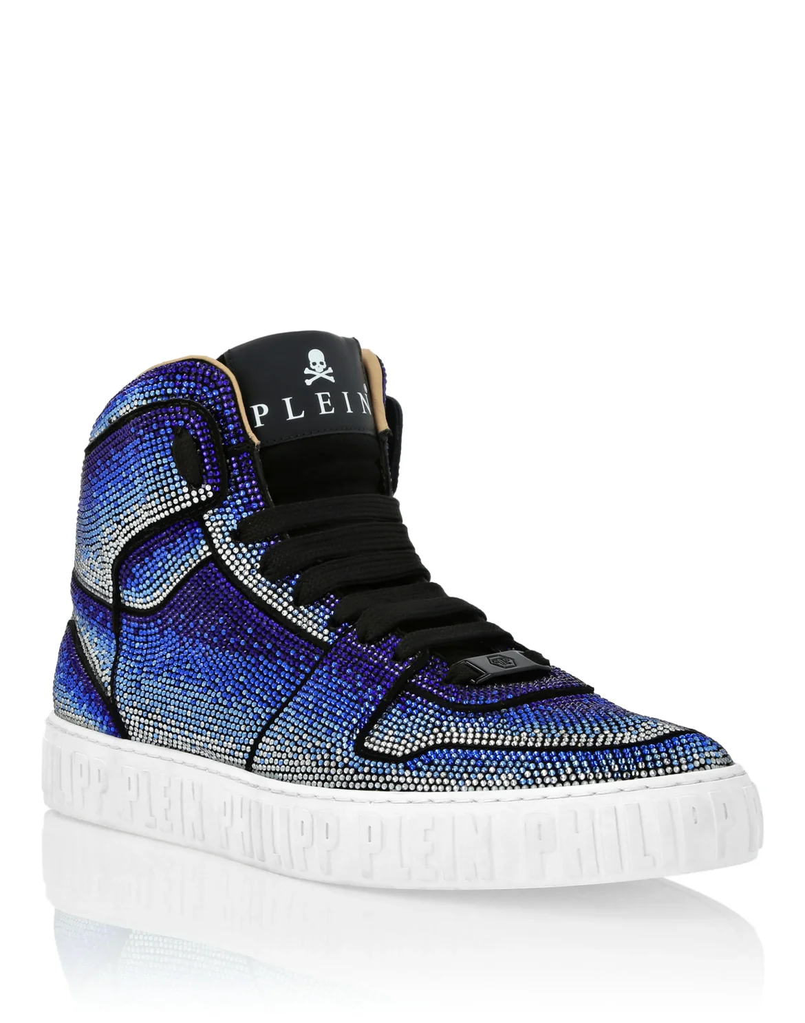 Suede Hi-Top Sneakers Strass Studs, цвет: Синий