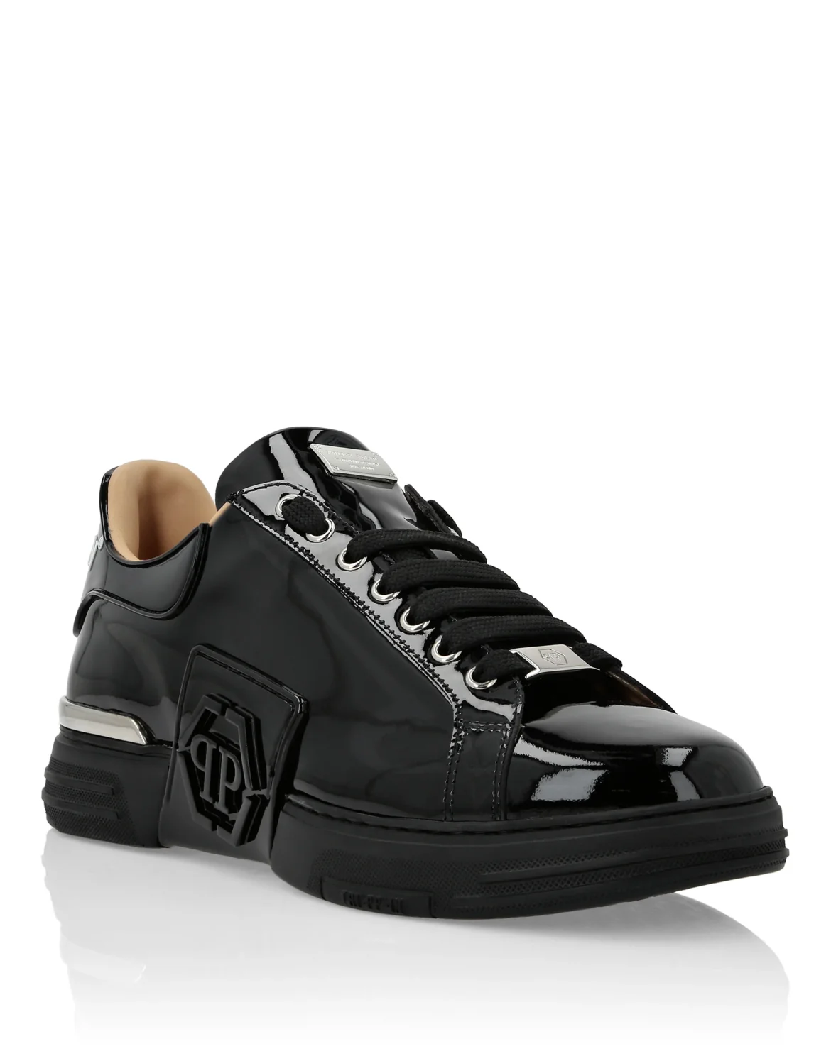 Patent Leather Lo-Top Sneakers Hexagon, цвет: Черный