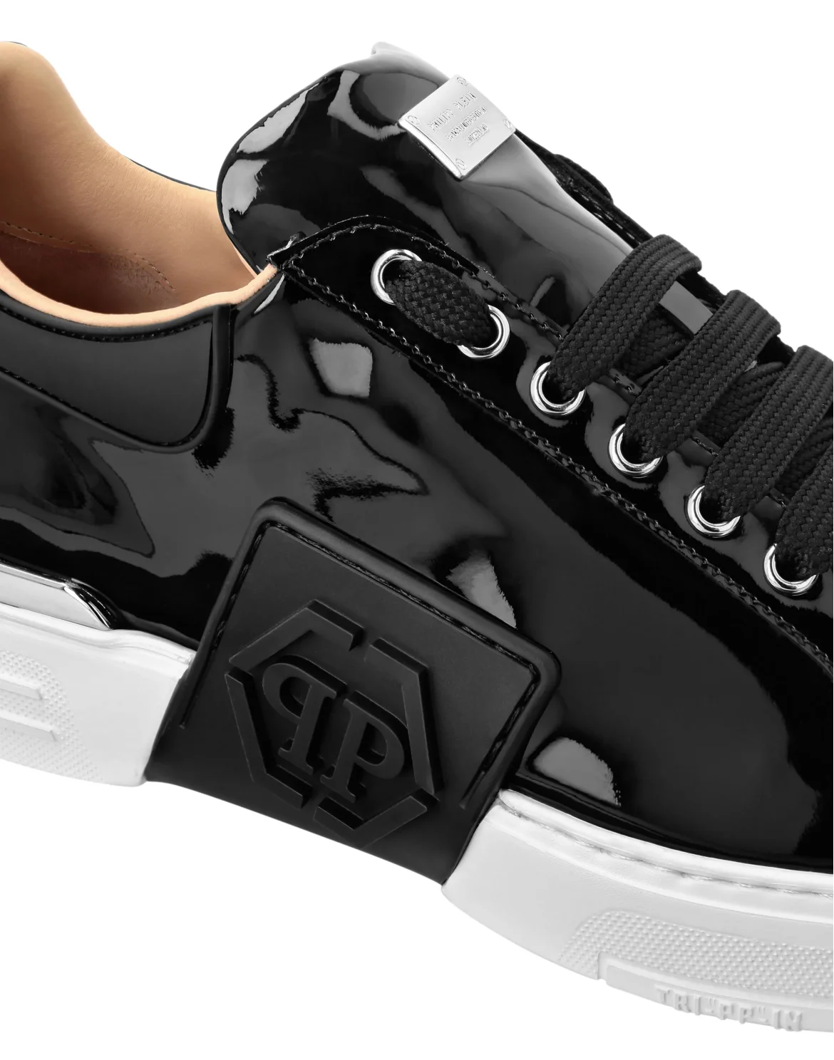 Patent Leather Lo-Top Sneakers Hexagon, цвет: Черный