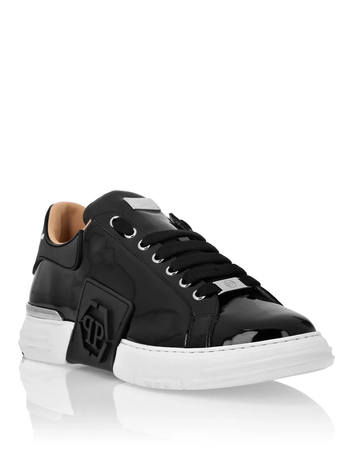 Patent Leather Lo-Top Sneakers Hexagon, цвет: Черный