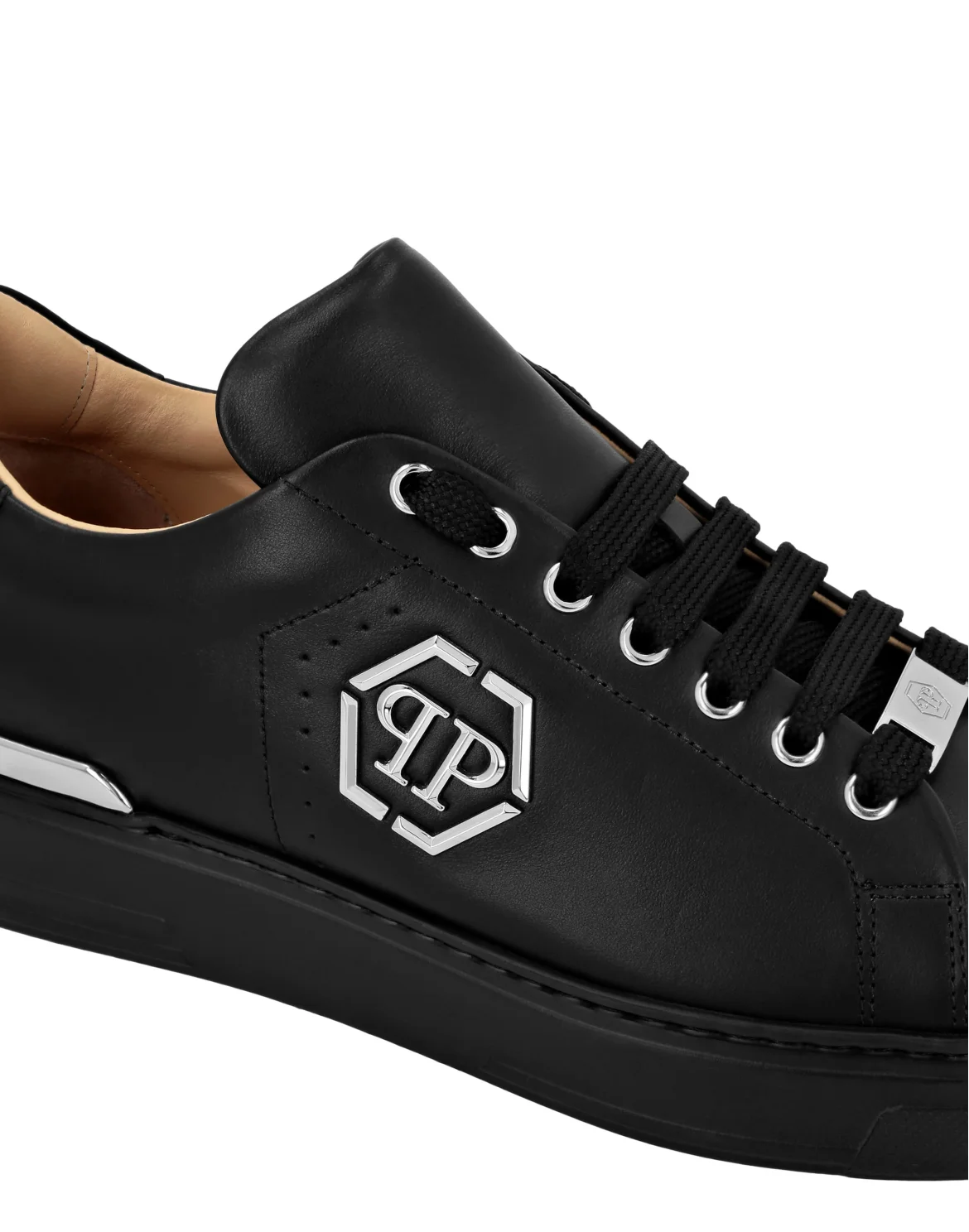 Nappa Leather Lo-Top Sneakers Hexagon, цвет: Черный