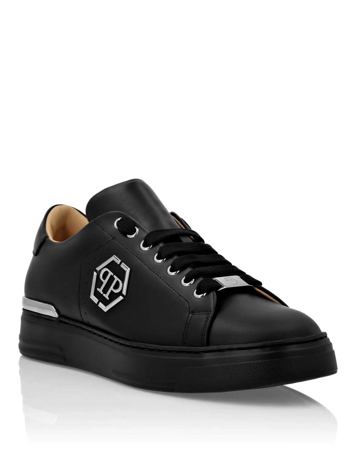 Nappa Leather Lo-Top Sneakers Hexagon, цвет: Черный