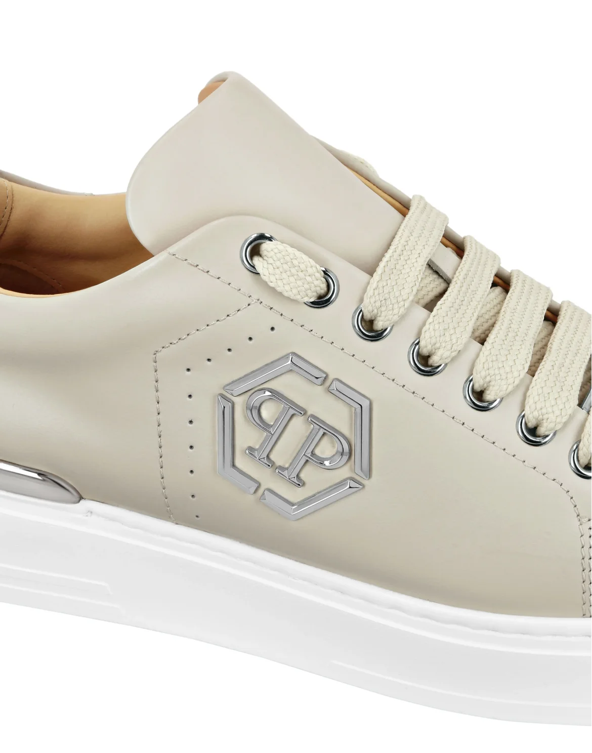 Nappa Leather Lo-Top Sneakers Hexagon, цвет: Бежевый