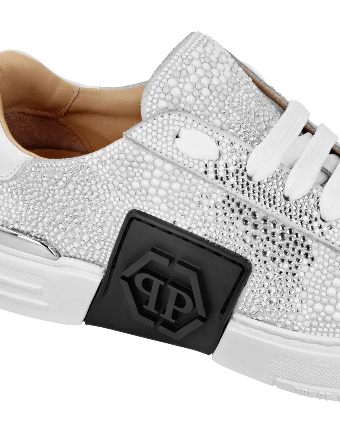 Suede Lo-Top Sneakers Strass Hexagon, цвет: Белый