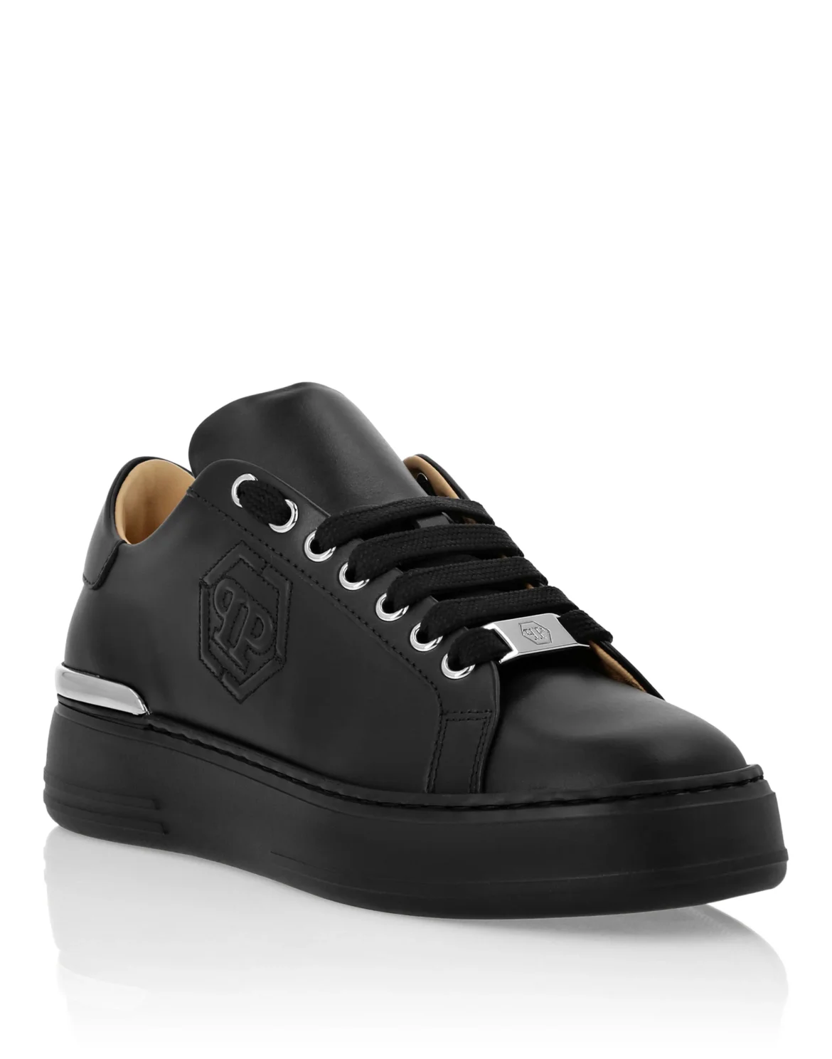 Nappa Leather Lo-Top Sneakers Hexagon, цвет: Черный