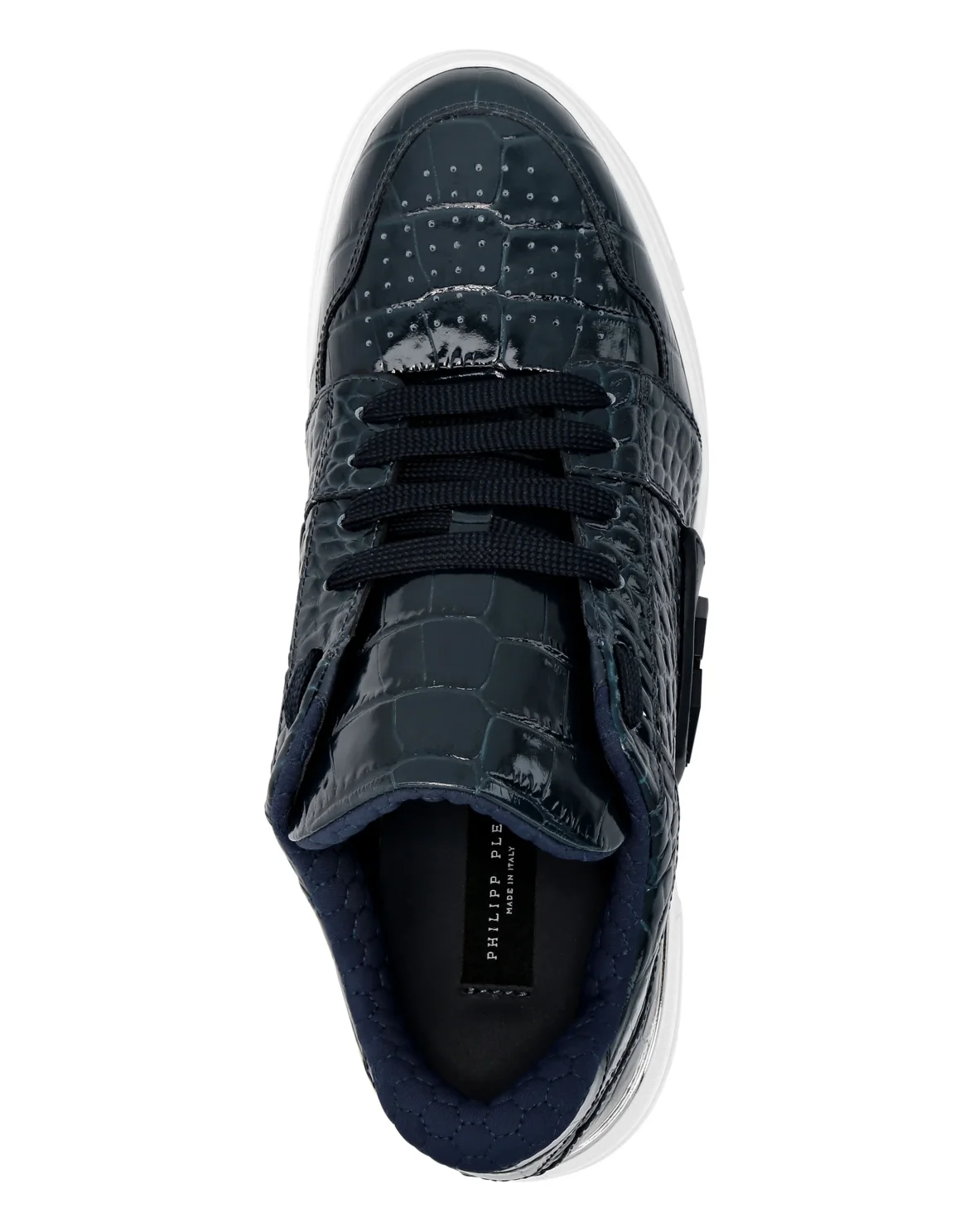 Croco Printed Leather Lo-Top Sneakers Hexagon, цвет: Синий