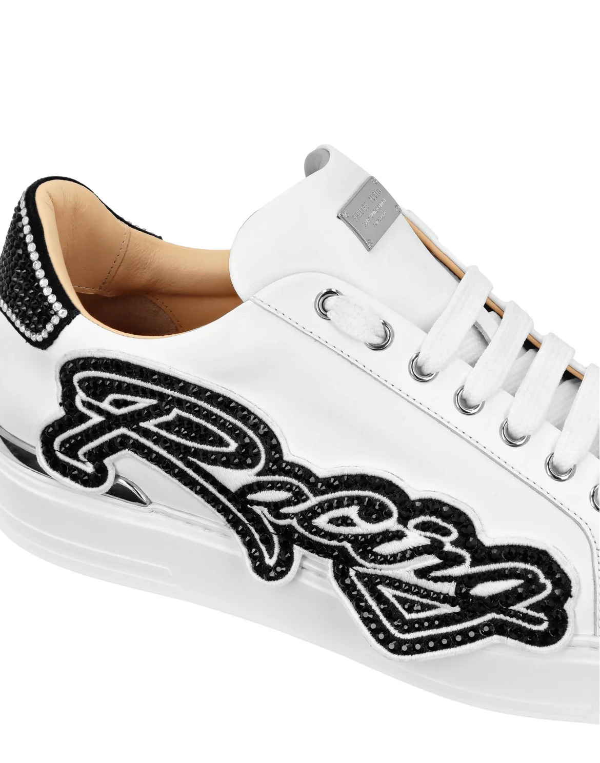 Leather Lo-Top Sneakers Strass Racing Club, цвет: Черный