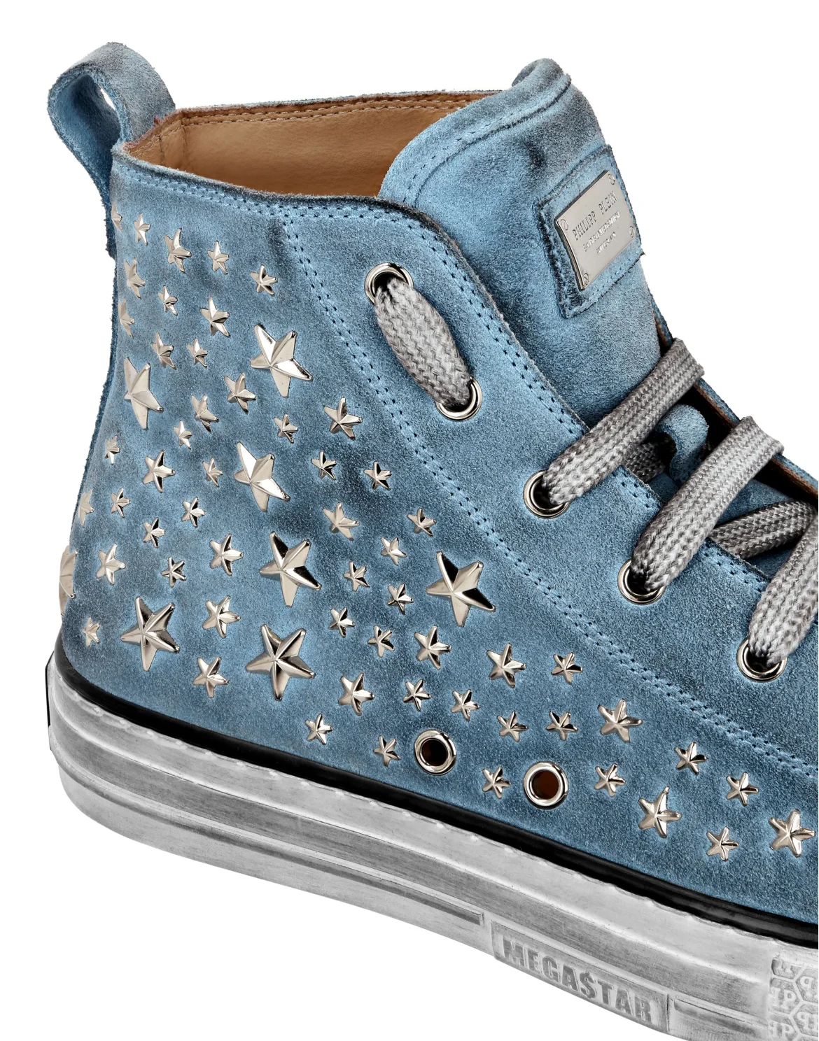 Suede Hi-Top Sneakers Studs, цвет: Голубой